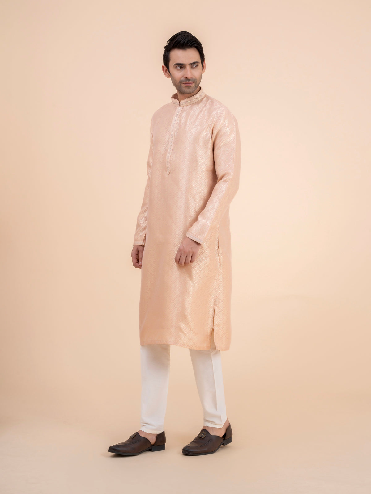 Rose Brocade Kurta Set
