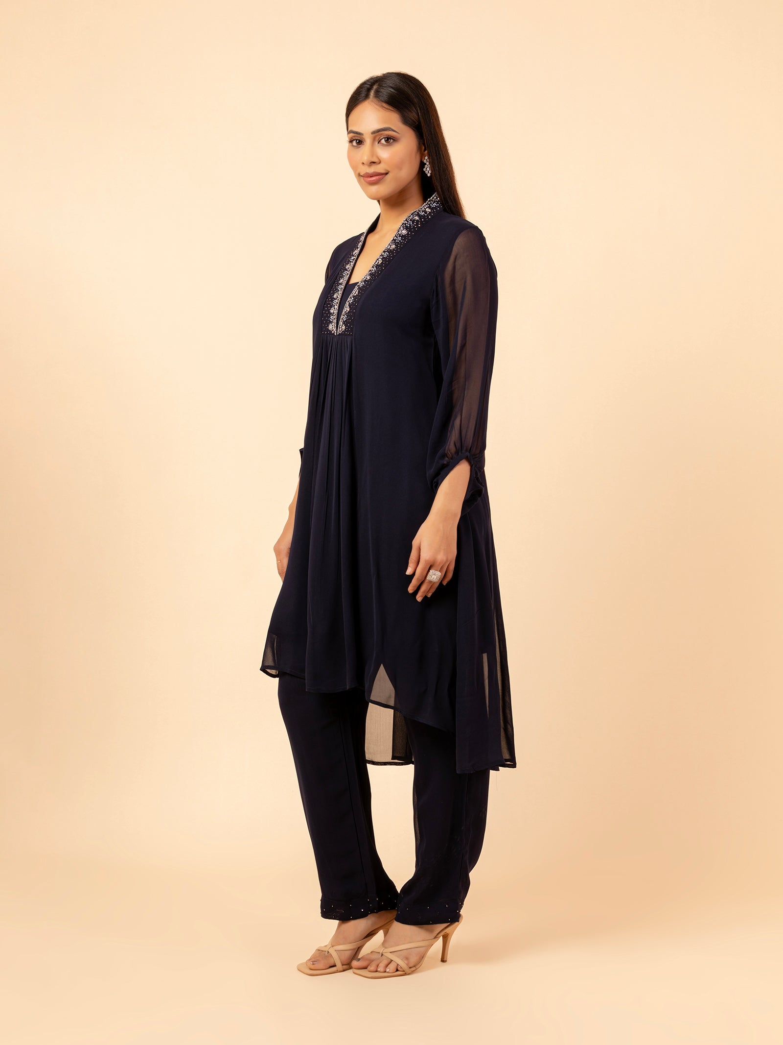 Celestial Azure Embellished Tunic Set