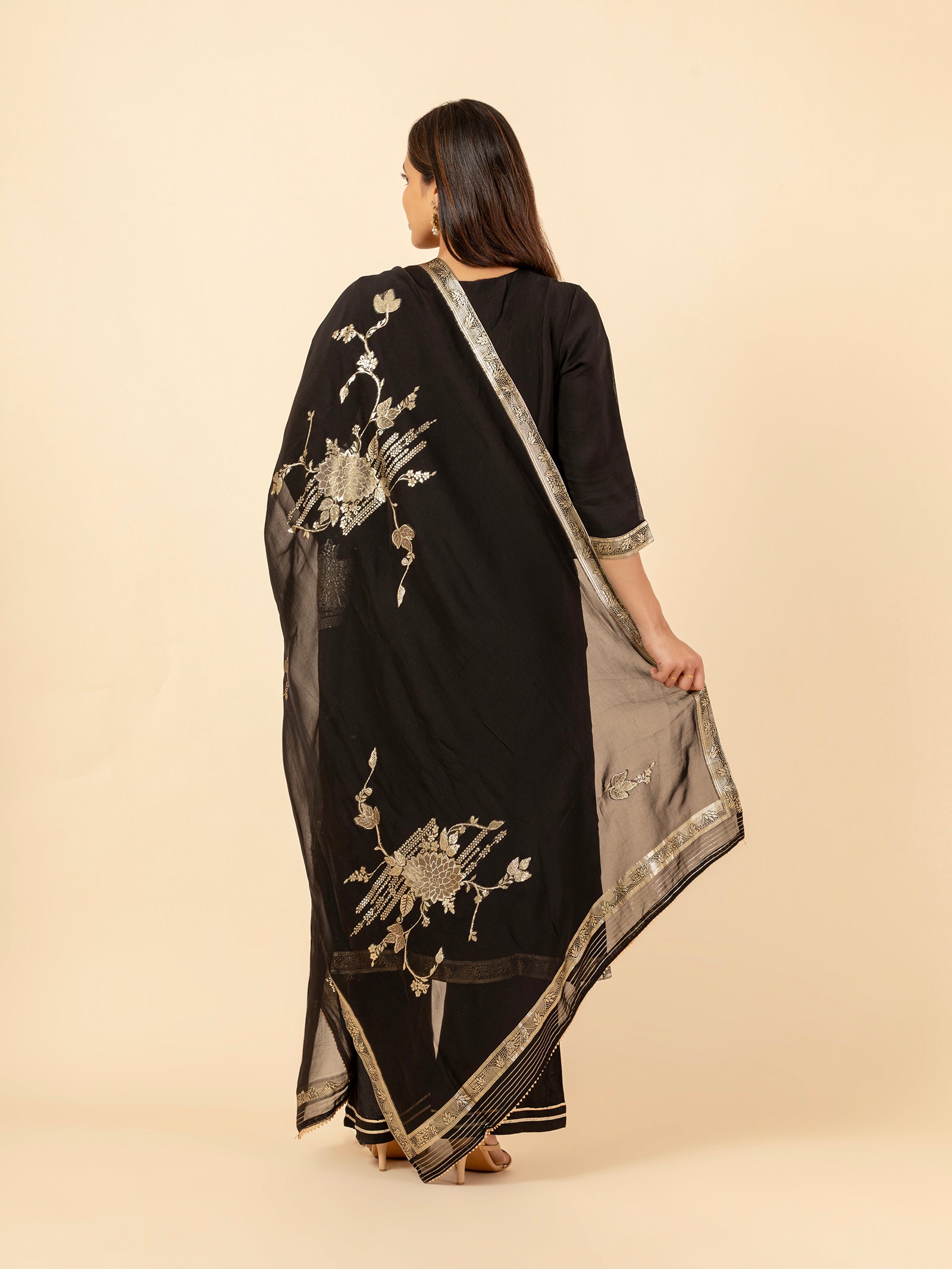 Midnight Onyx Gilded Silk Ensemble