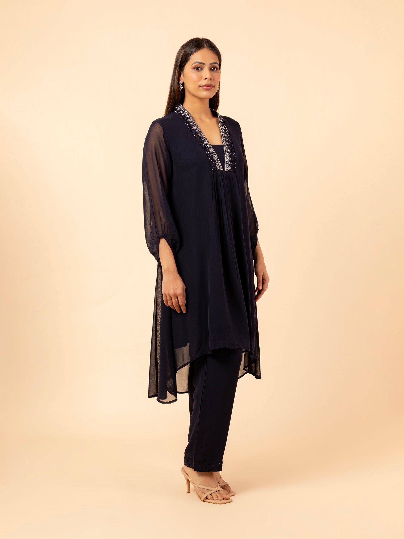 Celestial Azure Embellished Tunic Set