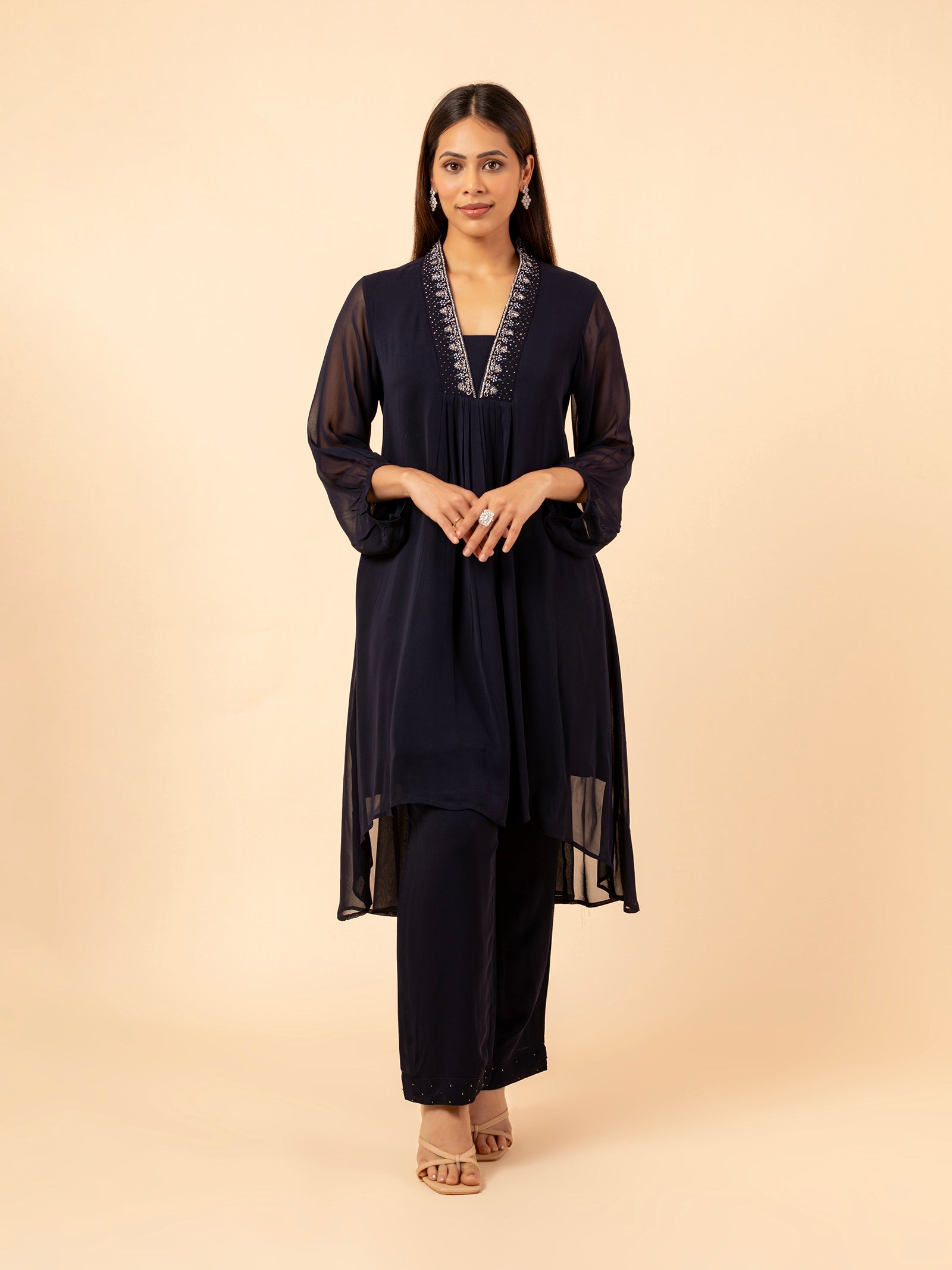 Celestial Azure Embellished Tunic Set