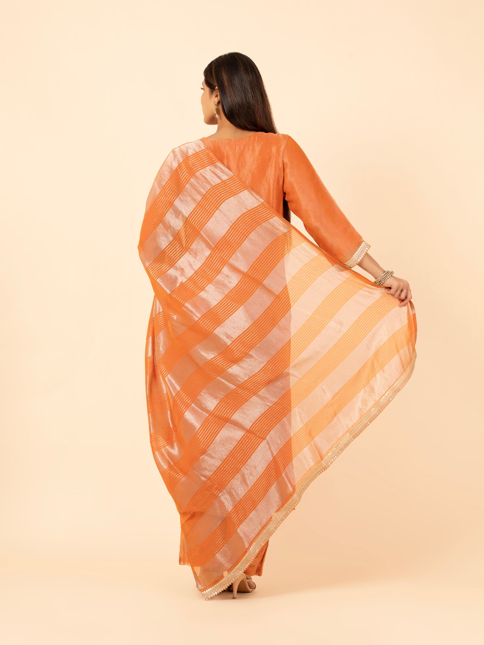 Sunset Copper Tissue Silk Ensemble