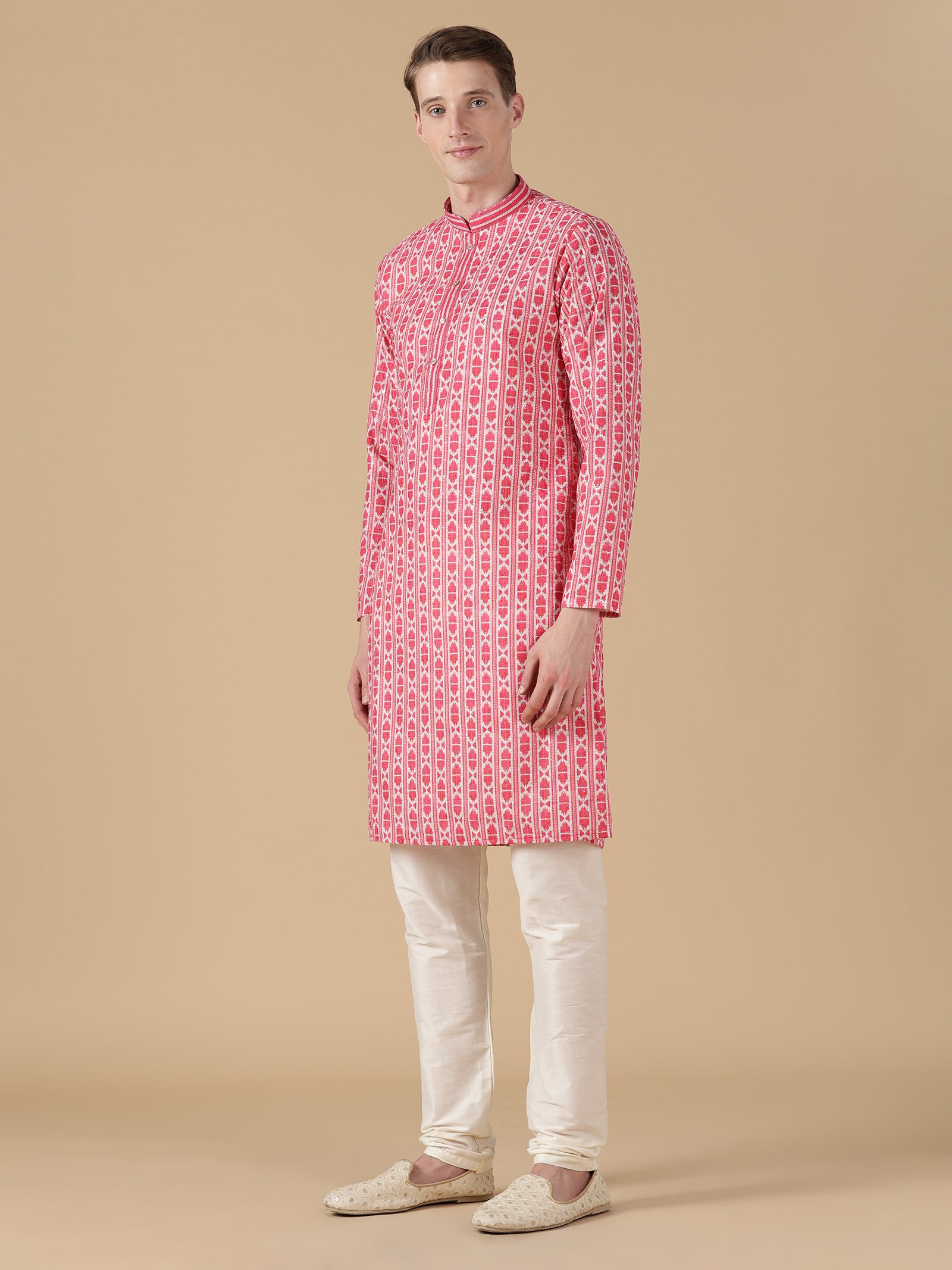 The Jaipur Ikat Inspired Pink Kurta Set
