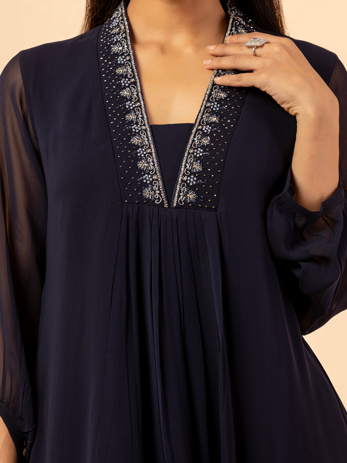 Celestial Azure Embellished Tunic Set