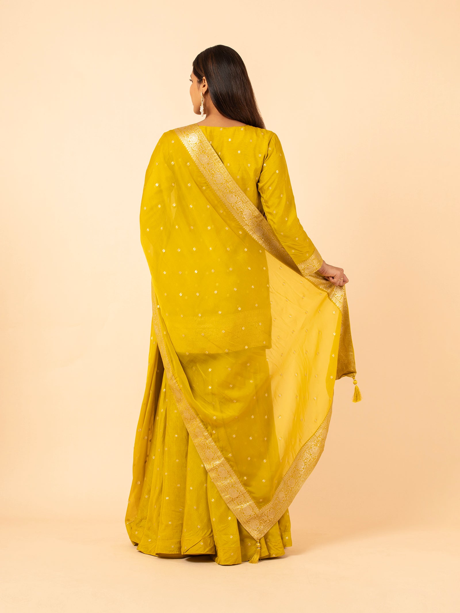 Golden Mustard Banarasi Silk Sharara Ensemble