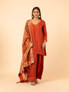 Rust Lustrous Silk Trouser Set