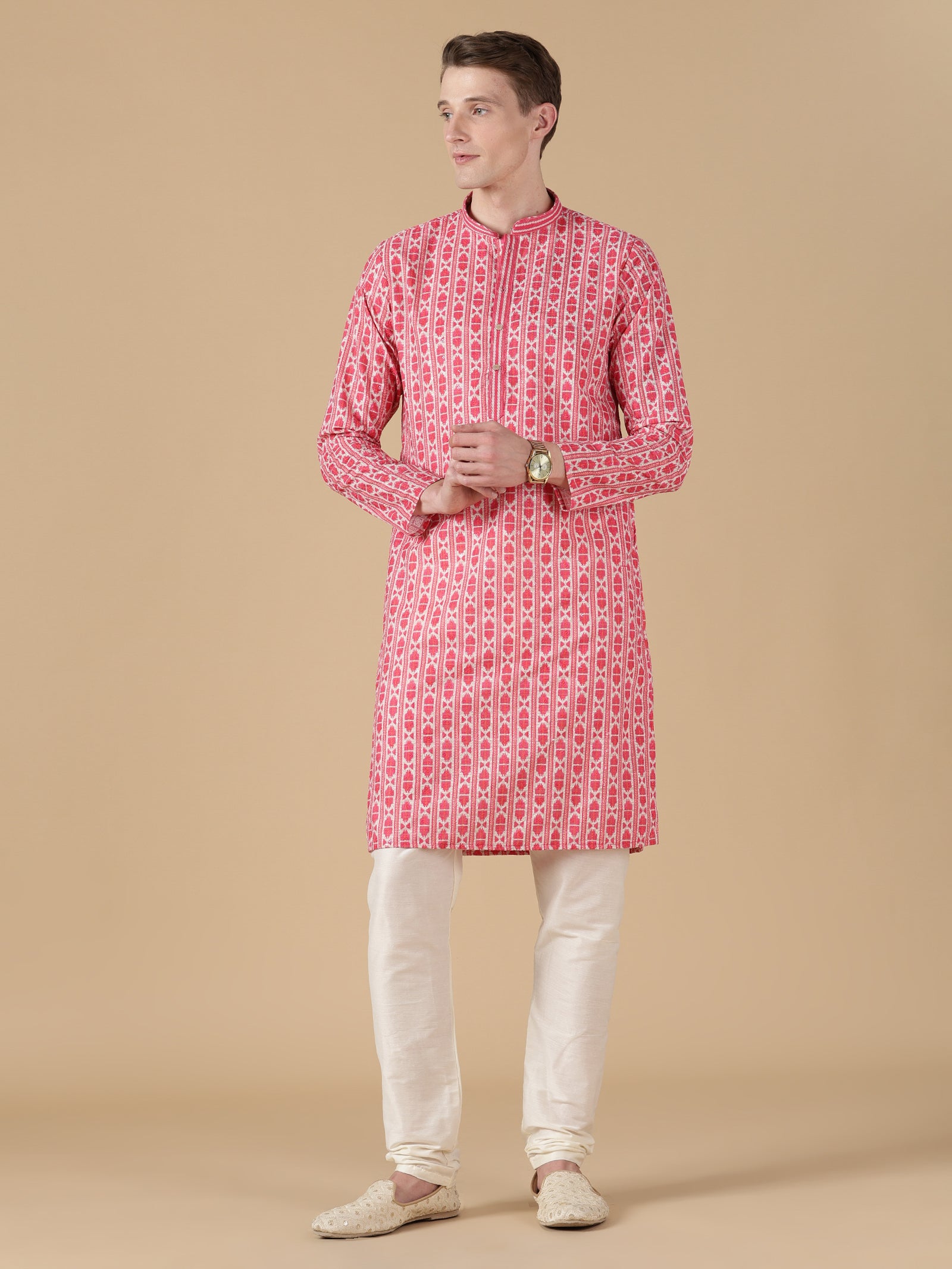 The Jaipur Ikat Inspired Pink Kurta Set