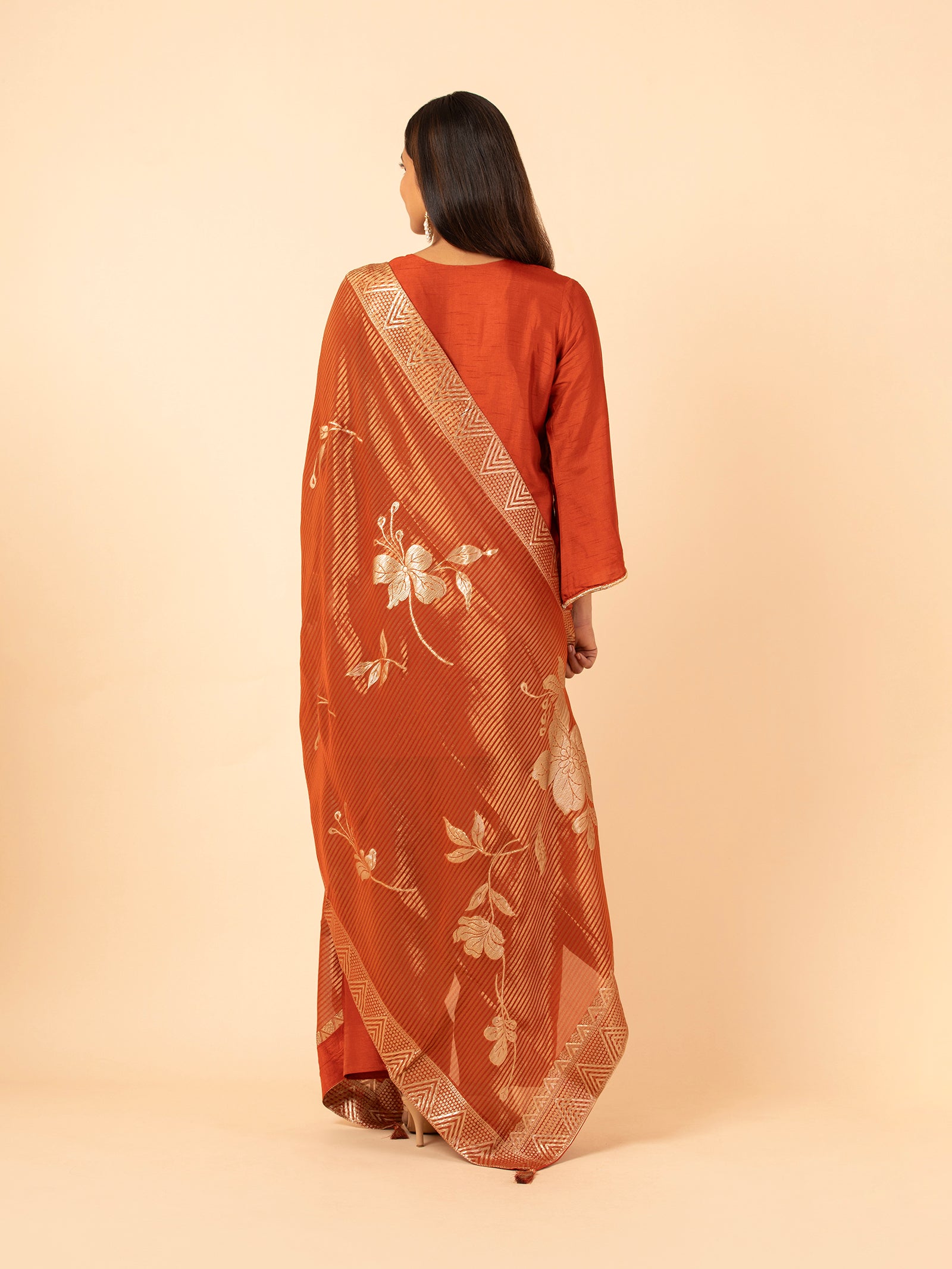 Rust Lustrous Silk Trouser Set