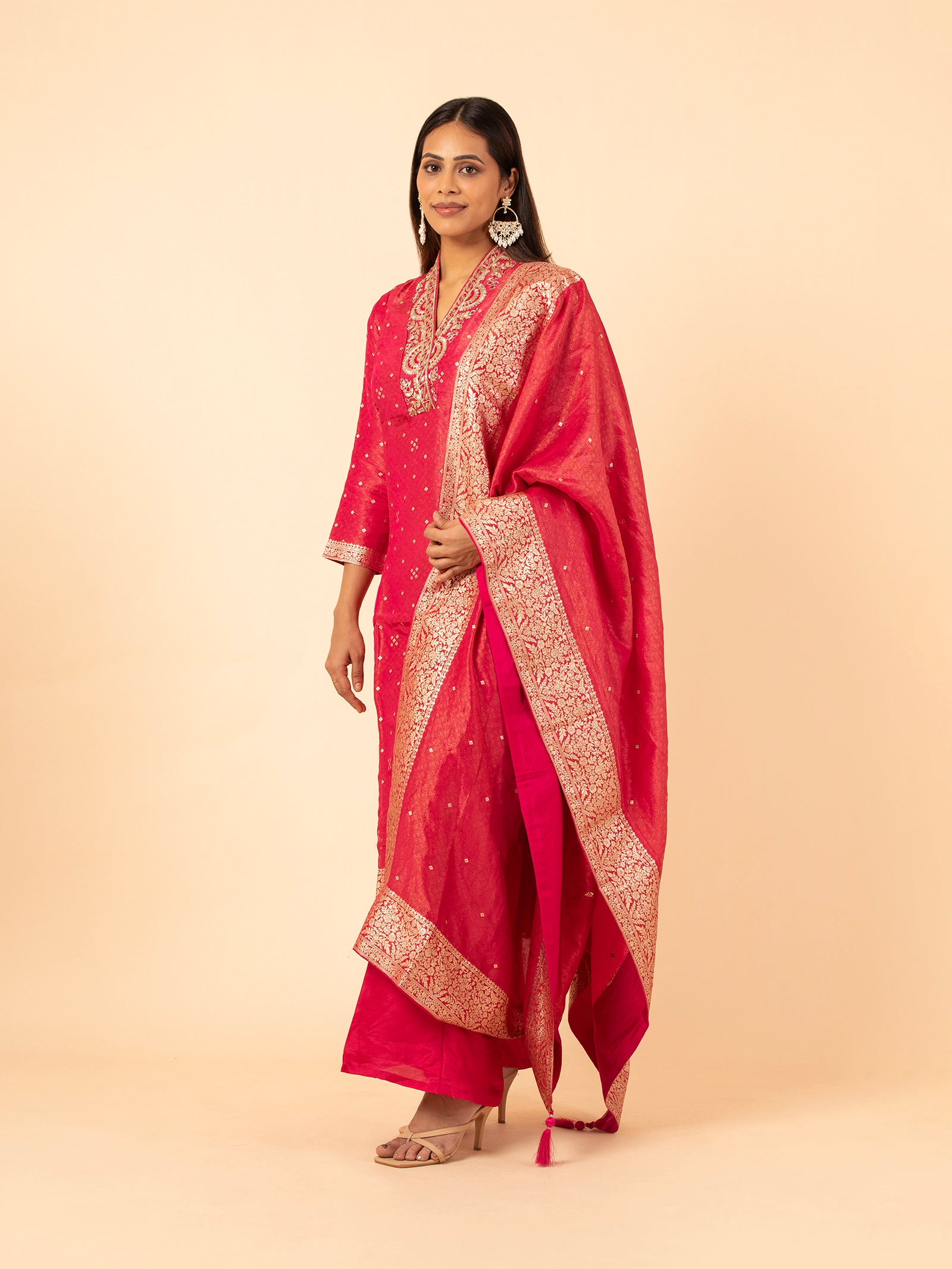 Rose Banarasi Silk Suit Set