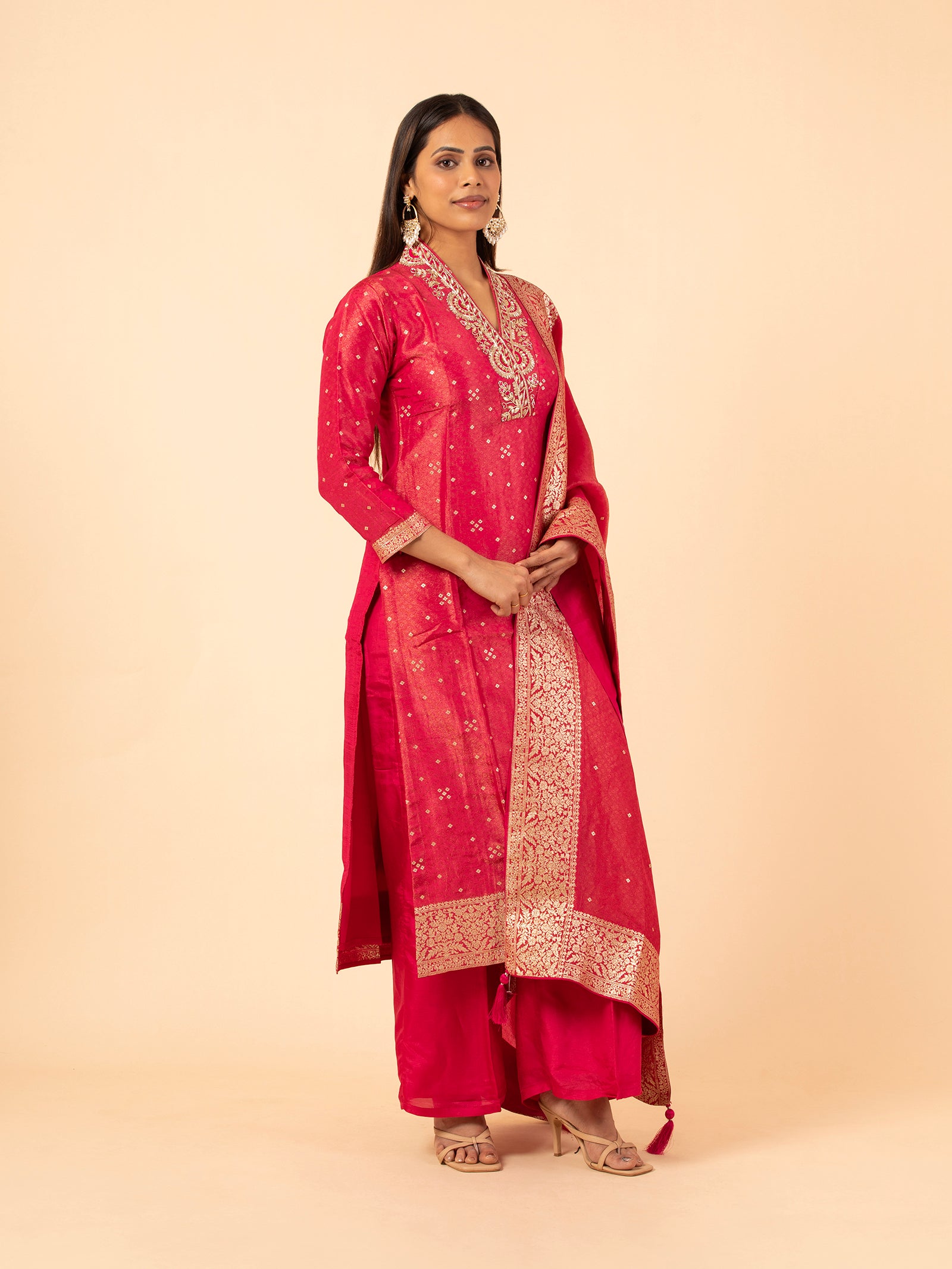 Rose Banarasi Silk Suit Set