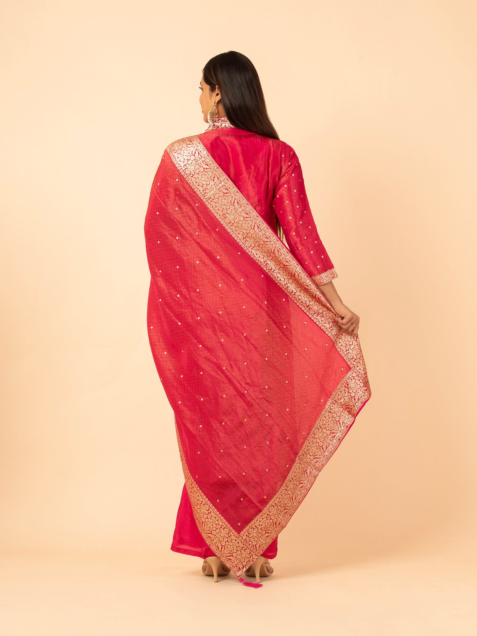 Rose Banarasi Silk Suit Set