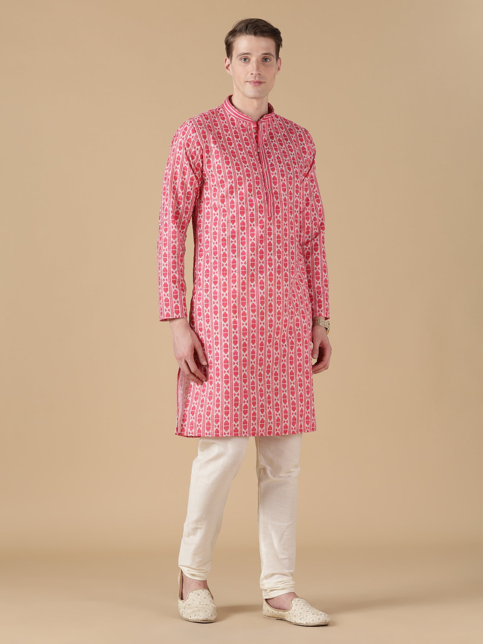 The Jaipur Ikat Inspired Pink Kurta Set