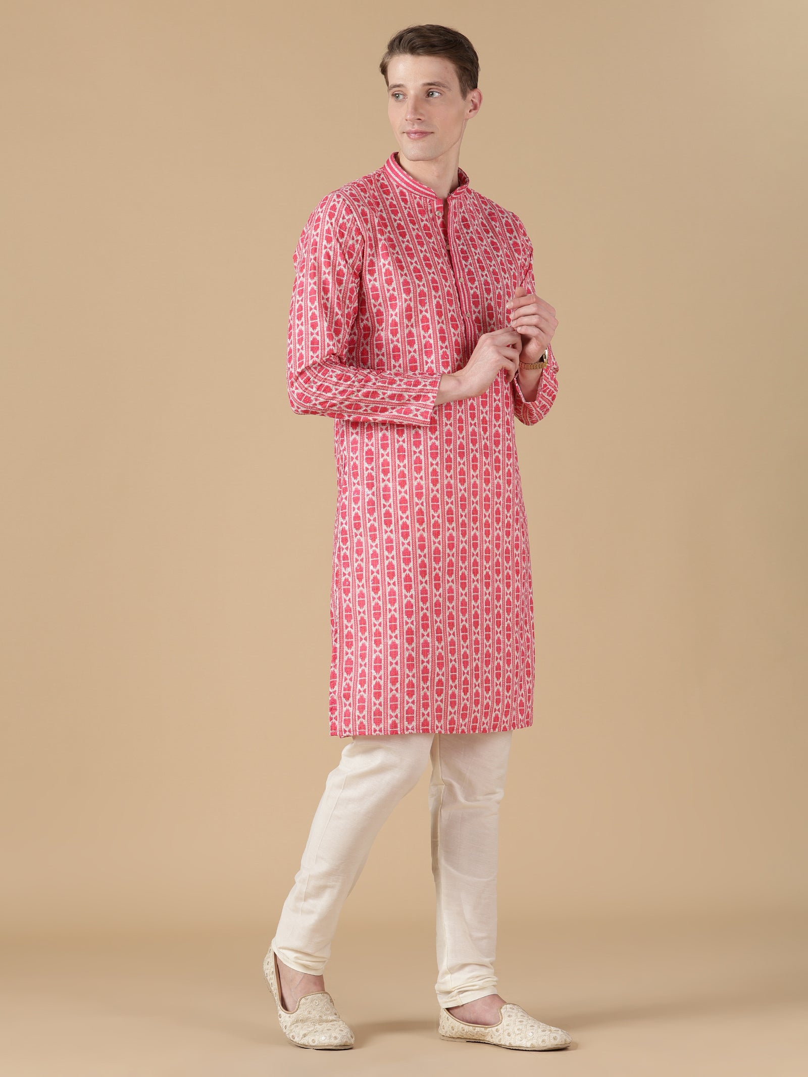 The Jaipur Ikat Inspired Pink Kurta Set