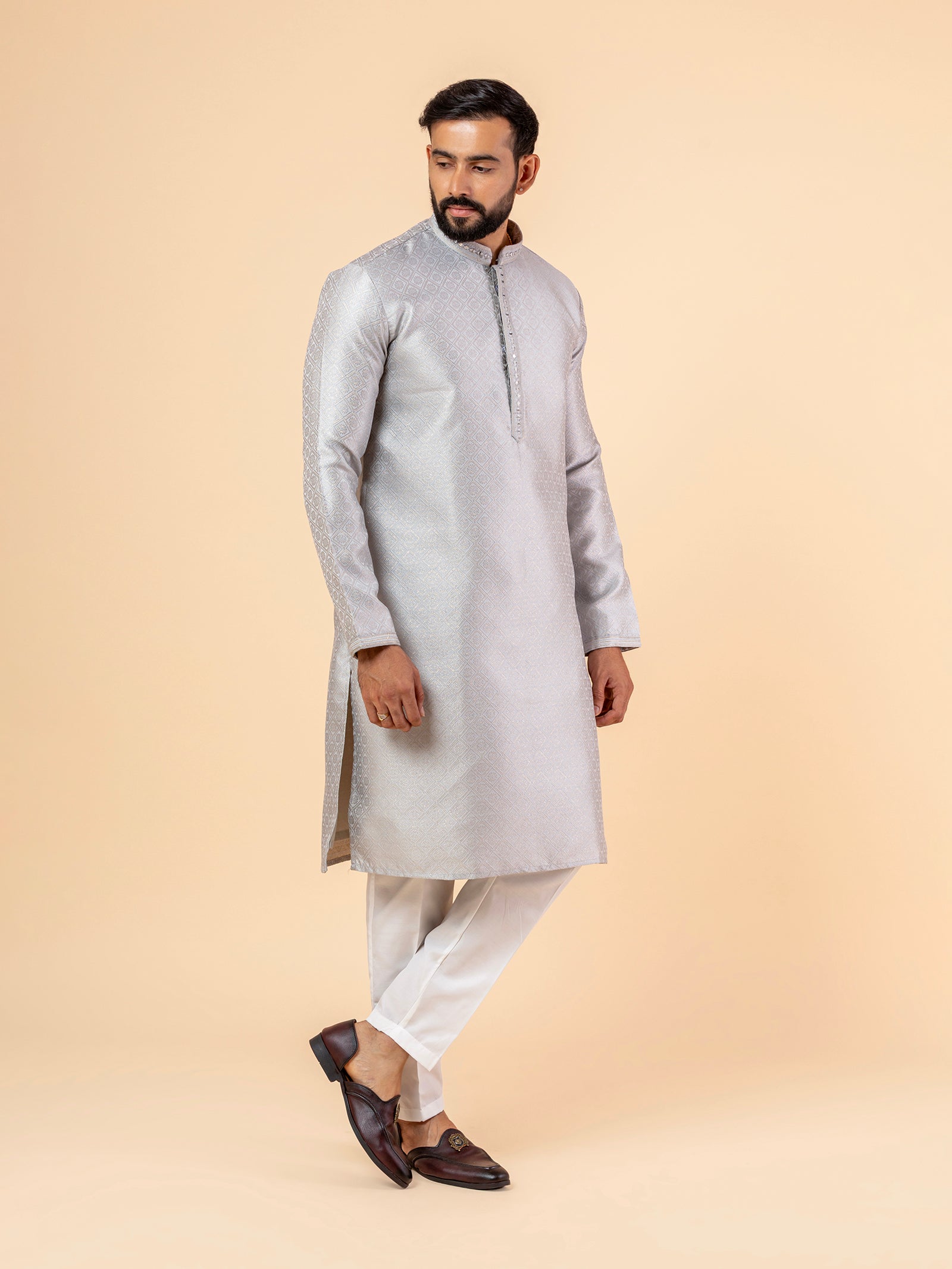 Sterling Grey Rhombus Kurta Set