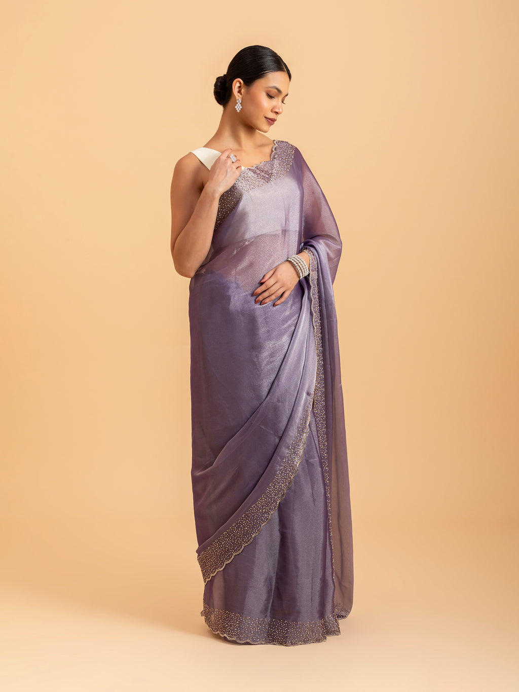 Celestial Lilac Shimmer Saree
