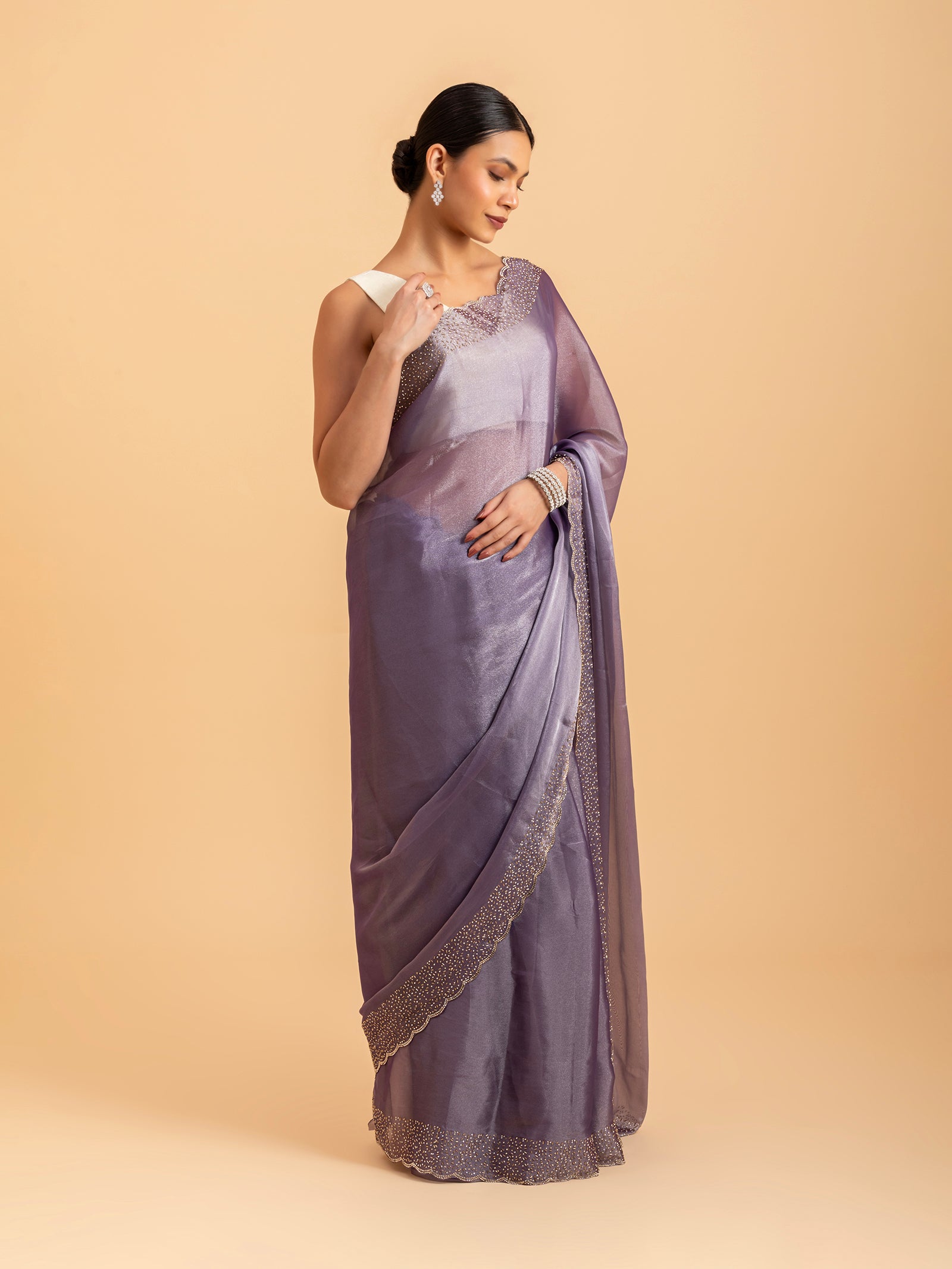 Celestial Lilac Shimmer Saree