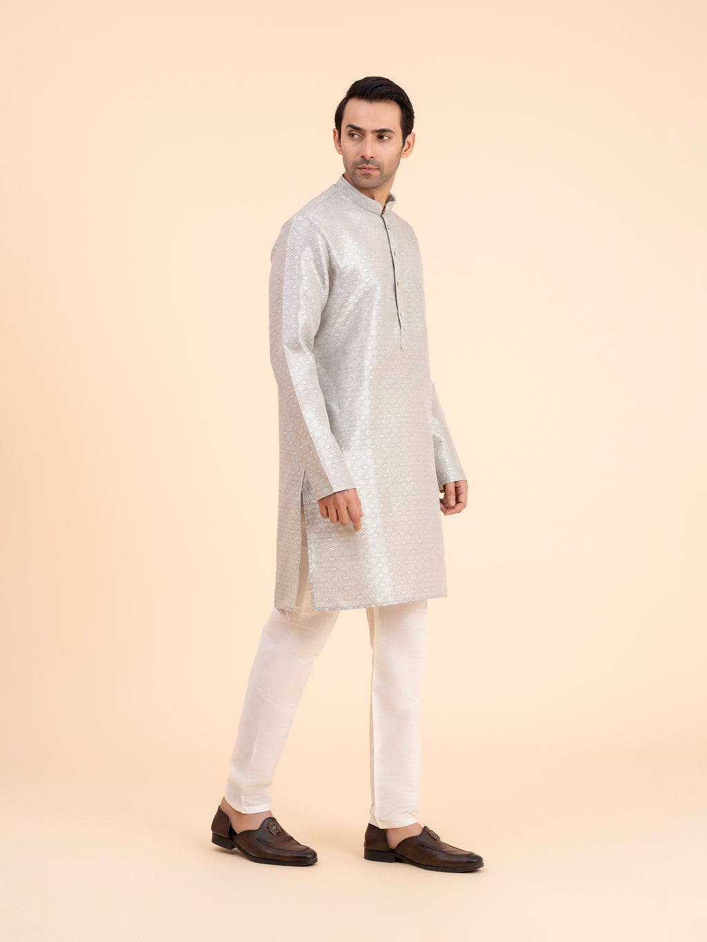 Platinum Brocade Kurta Set