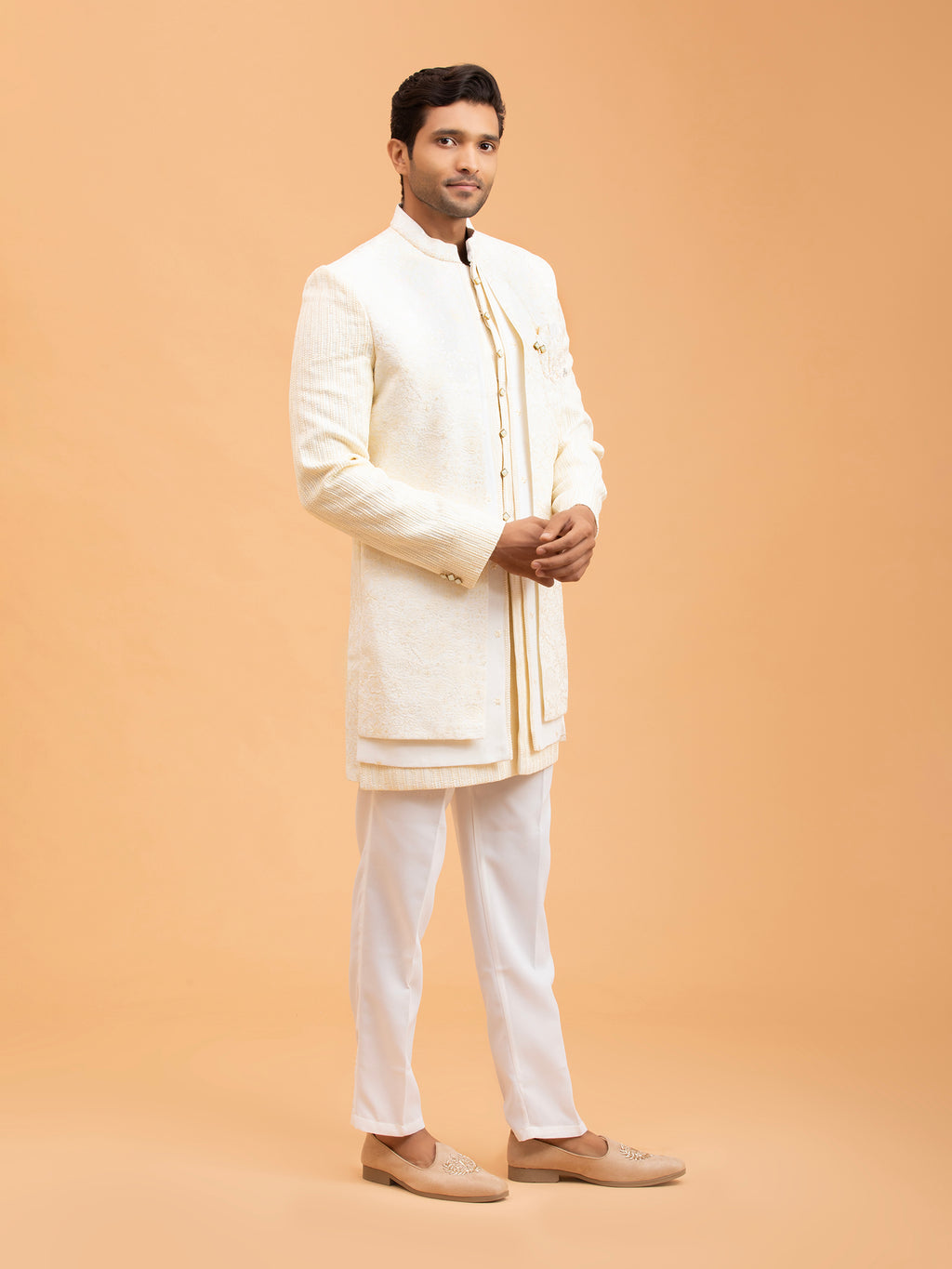 Ivory Pristine Embroidered Indo-Western Set