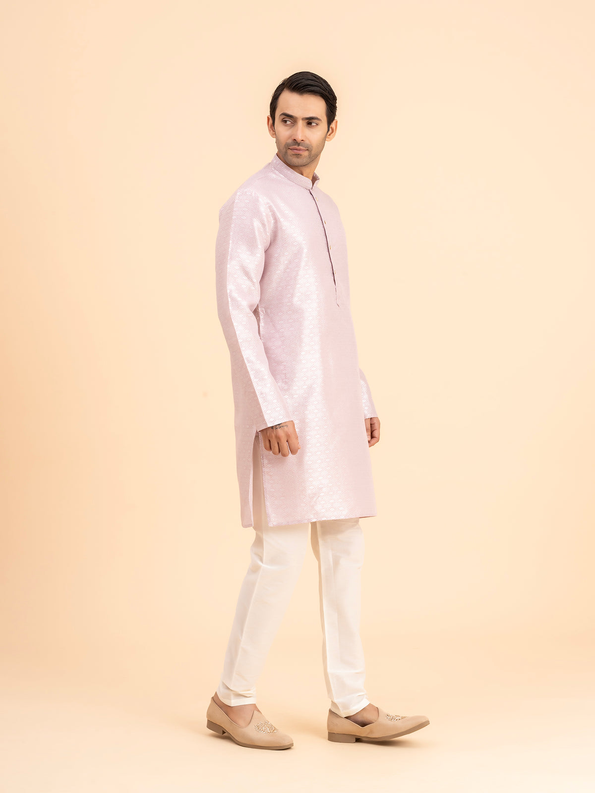 Rose Quartz Brocade Kurta Set