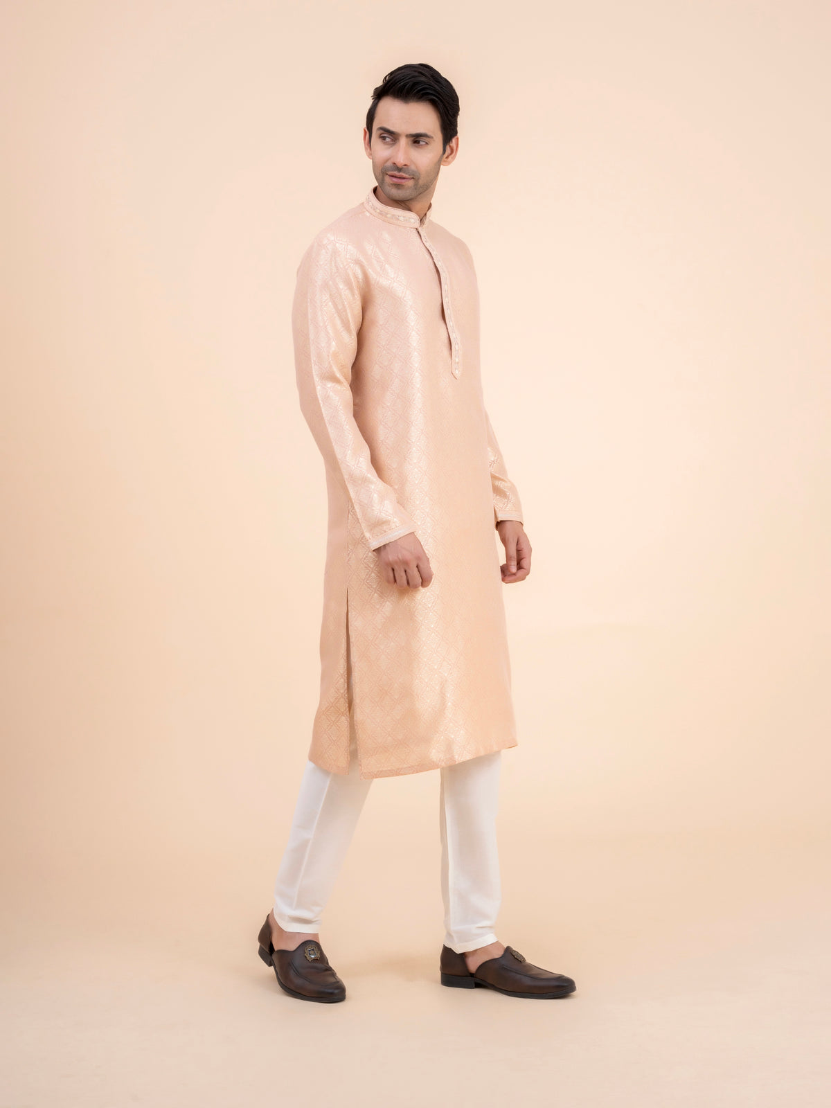 Rose Brocade Kurta Set