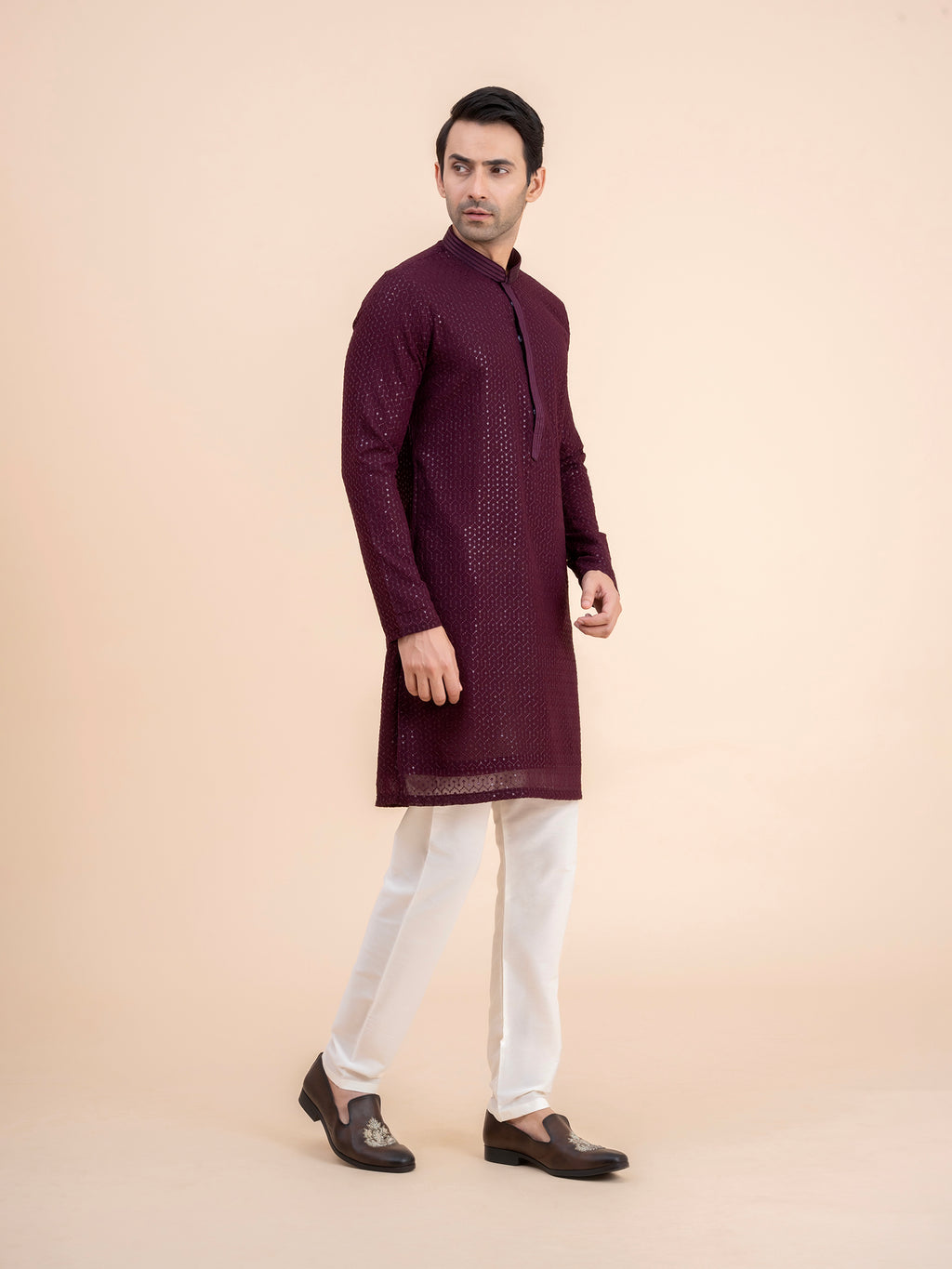 Deep Maroon Sequin Kurta Set