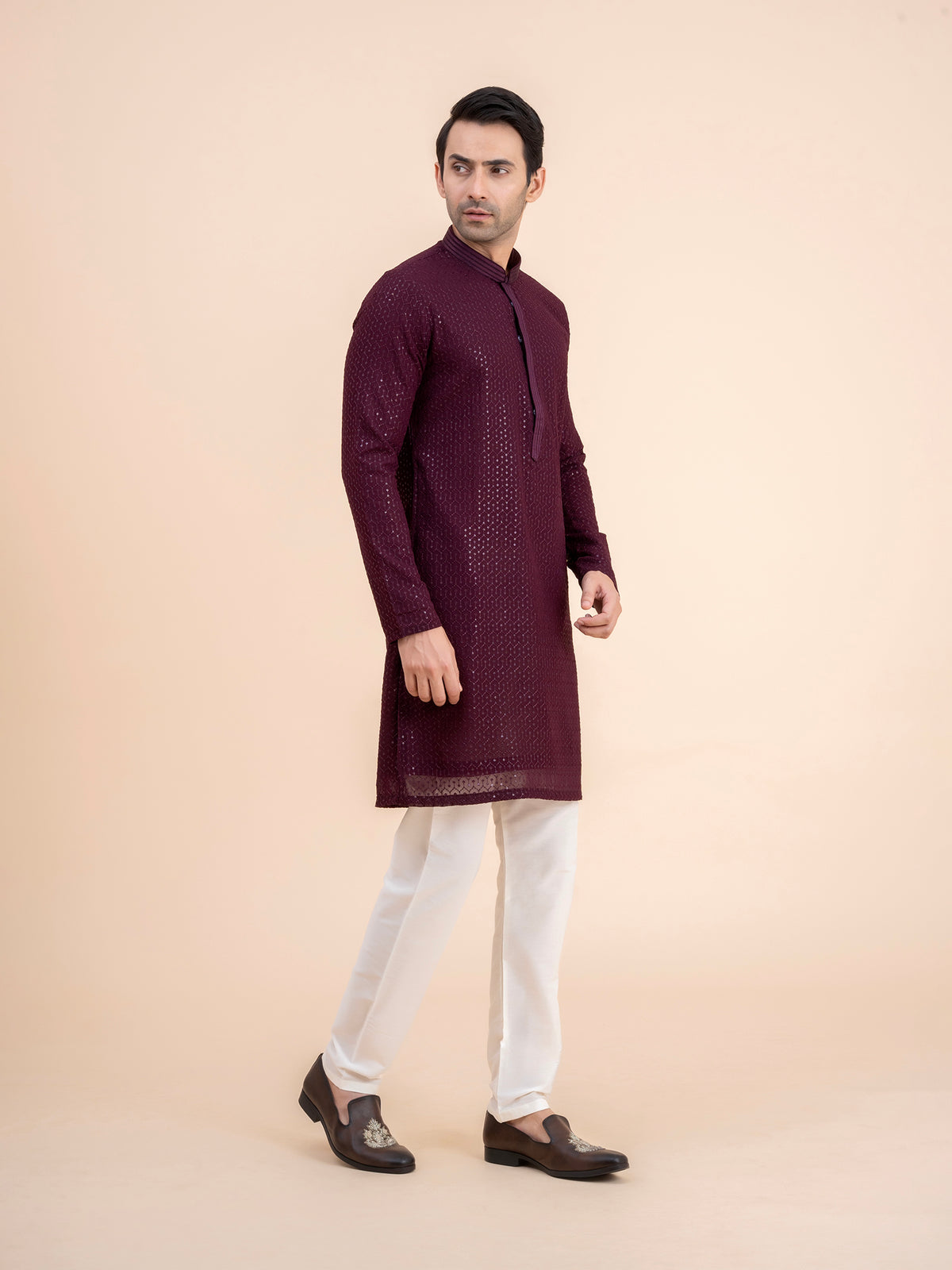 Deep Maroon Sequin Kurta Set