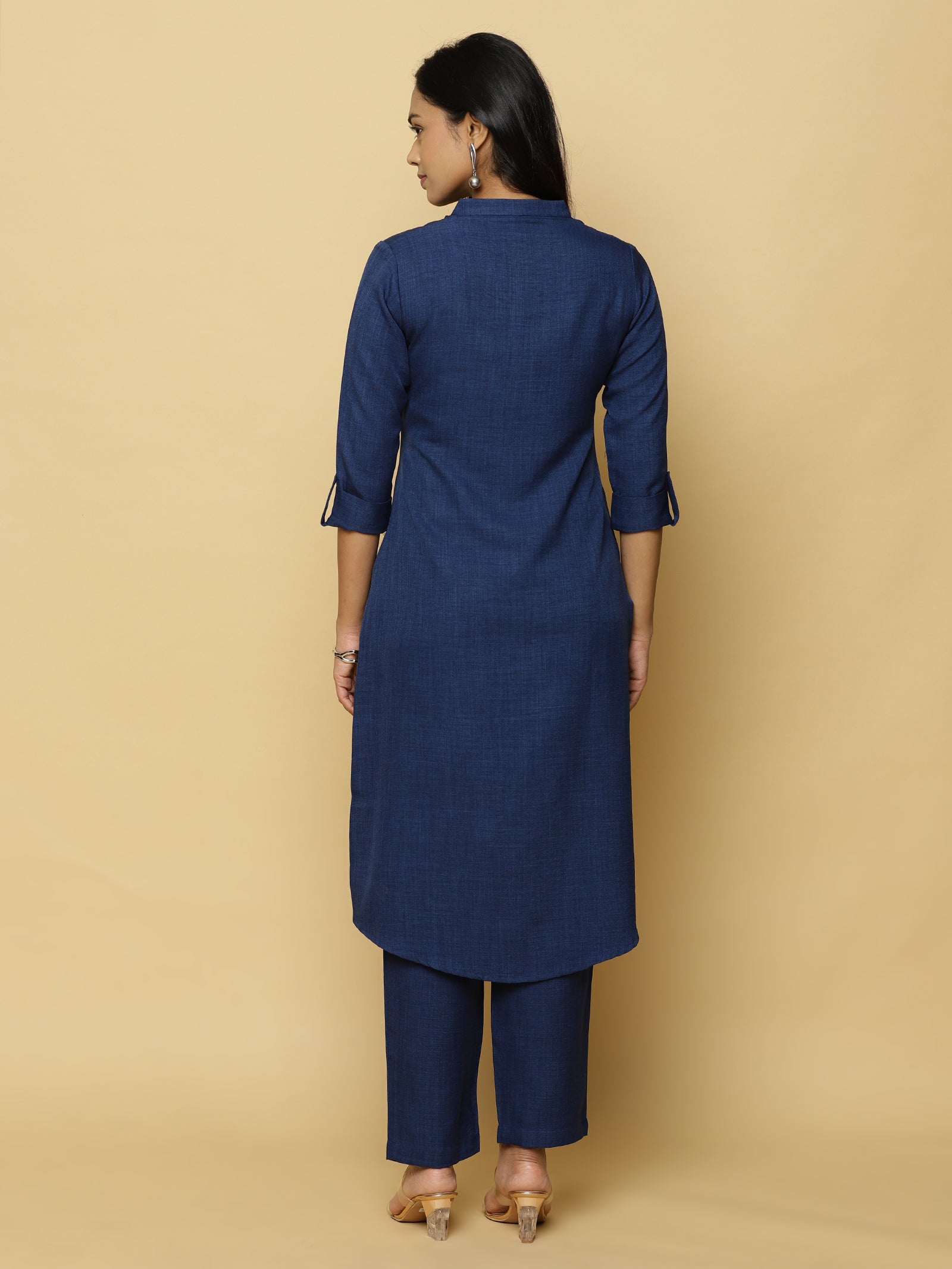 Navy Blue Mandarin Coord Set