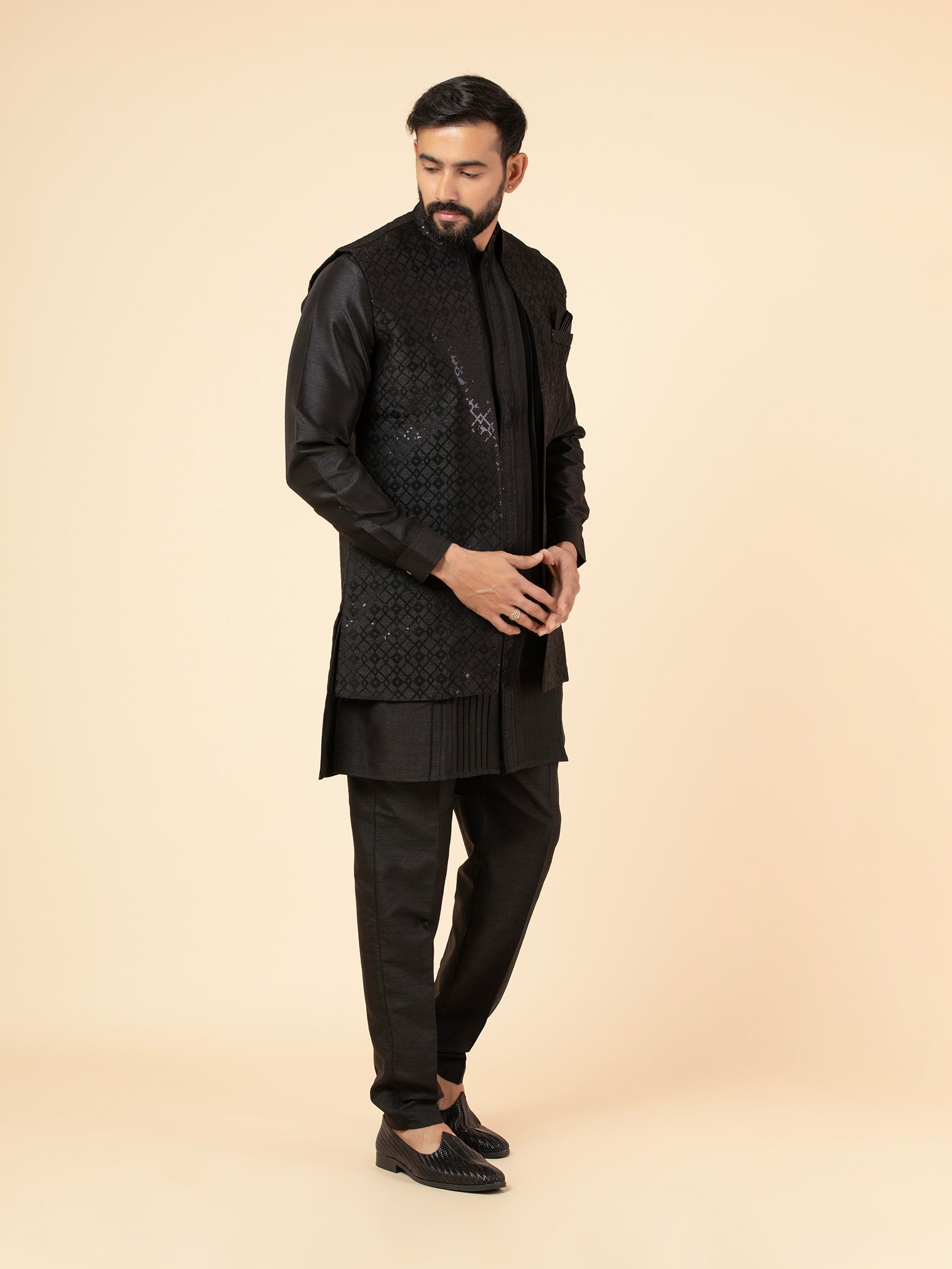 Onyx Pixel-Sequin Jacket Set