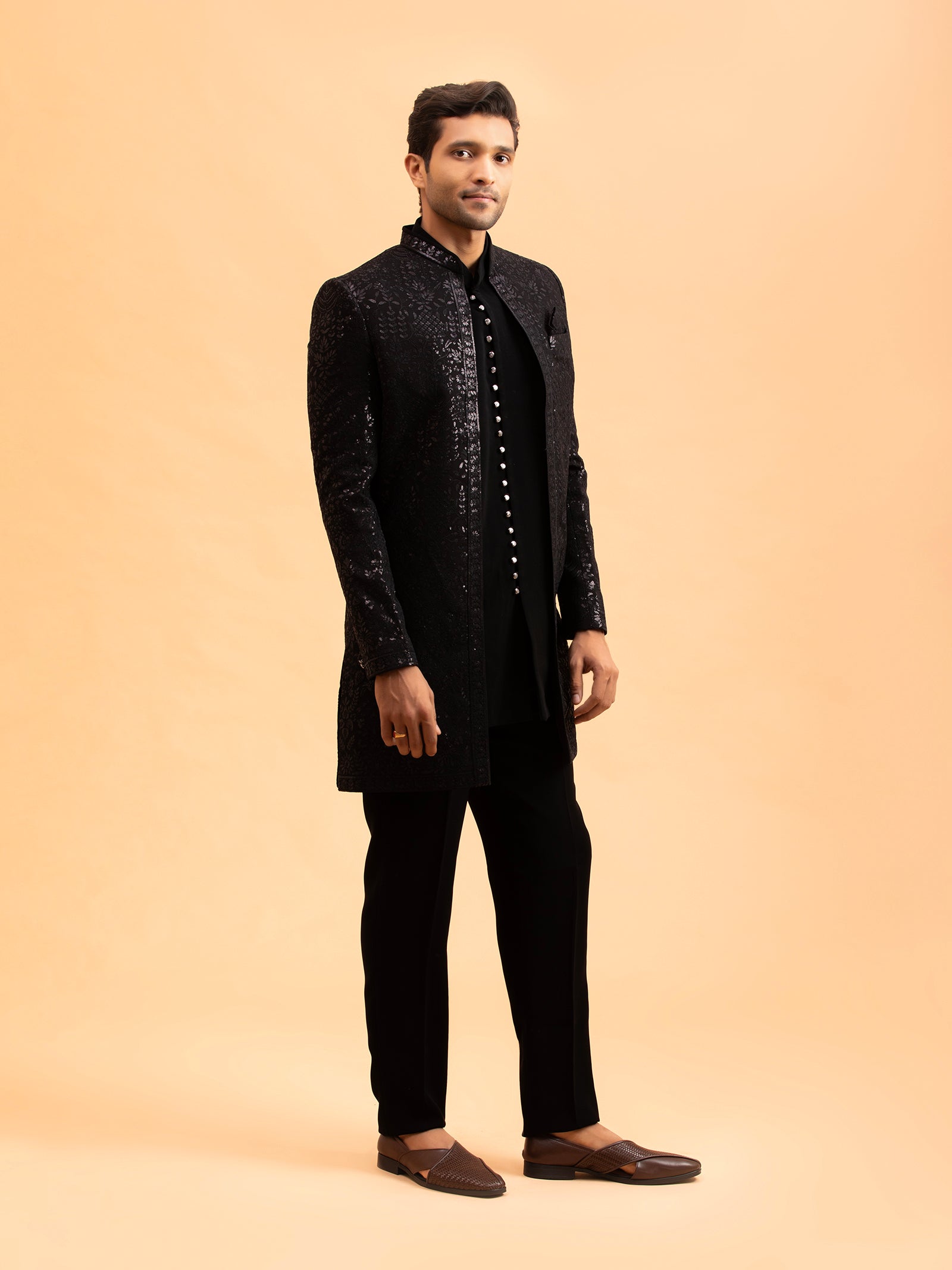 Obsidian Noir Sequin Indo-Western Set