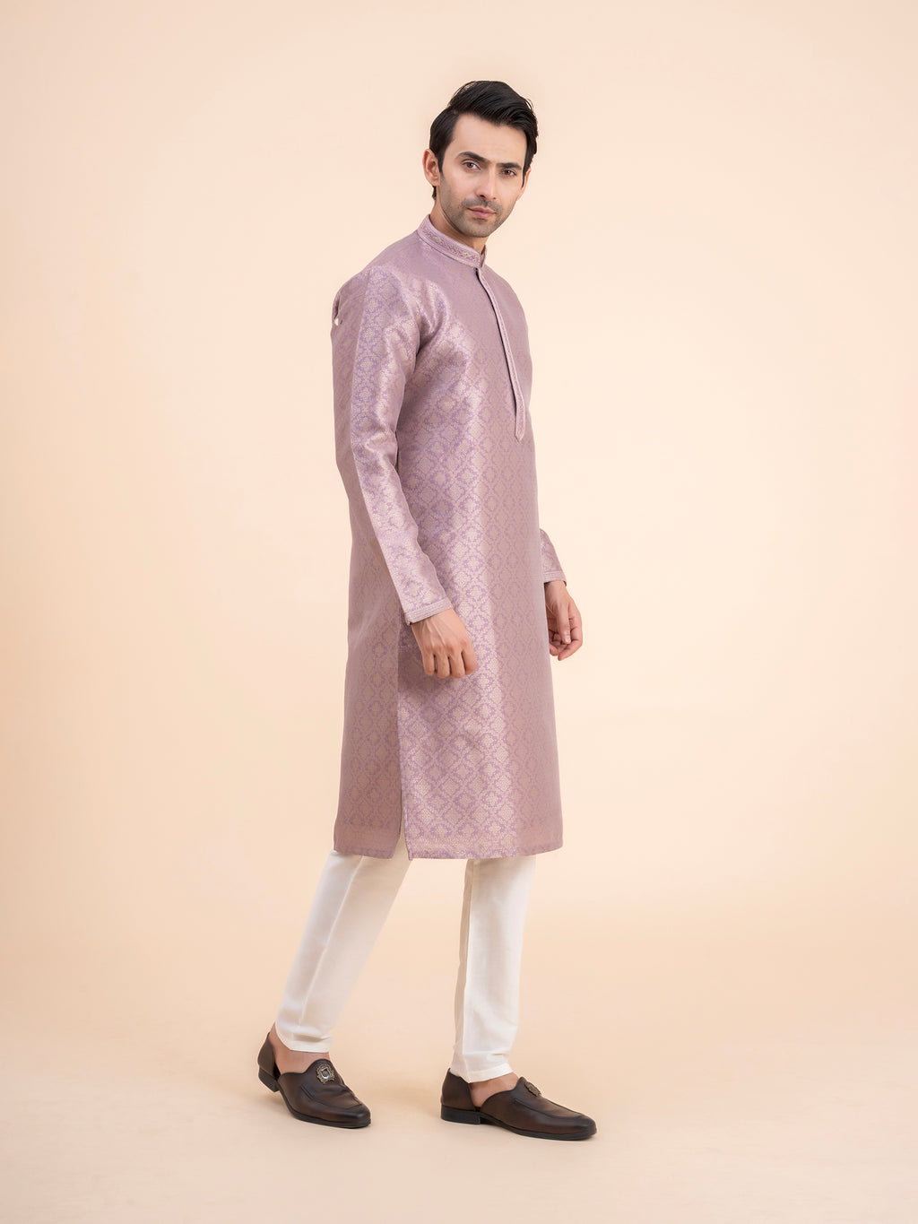 Mauve Brocade Kurta Set