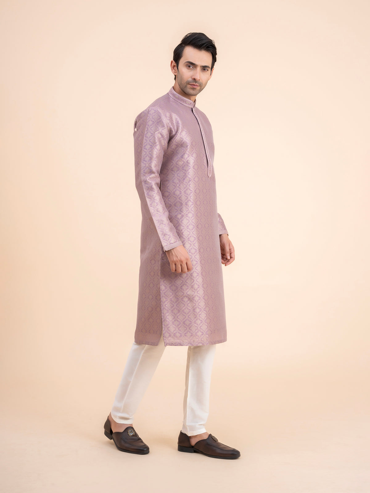 Mauve Brocade Kurta Set