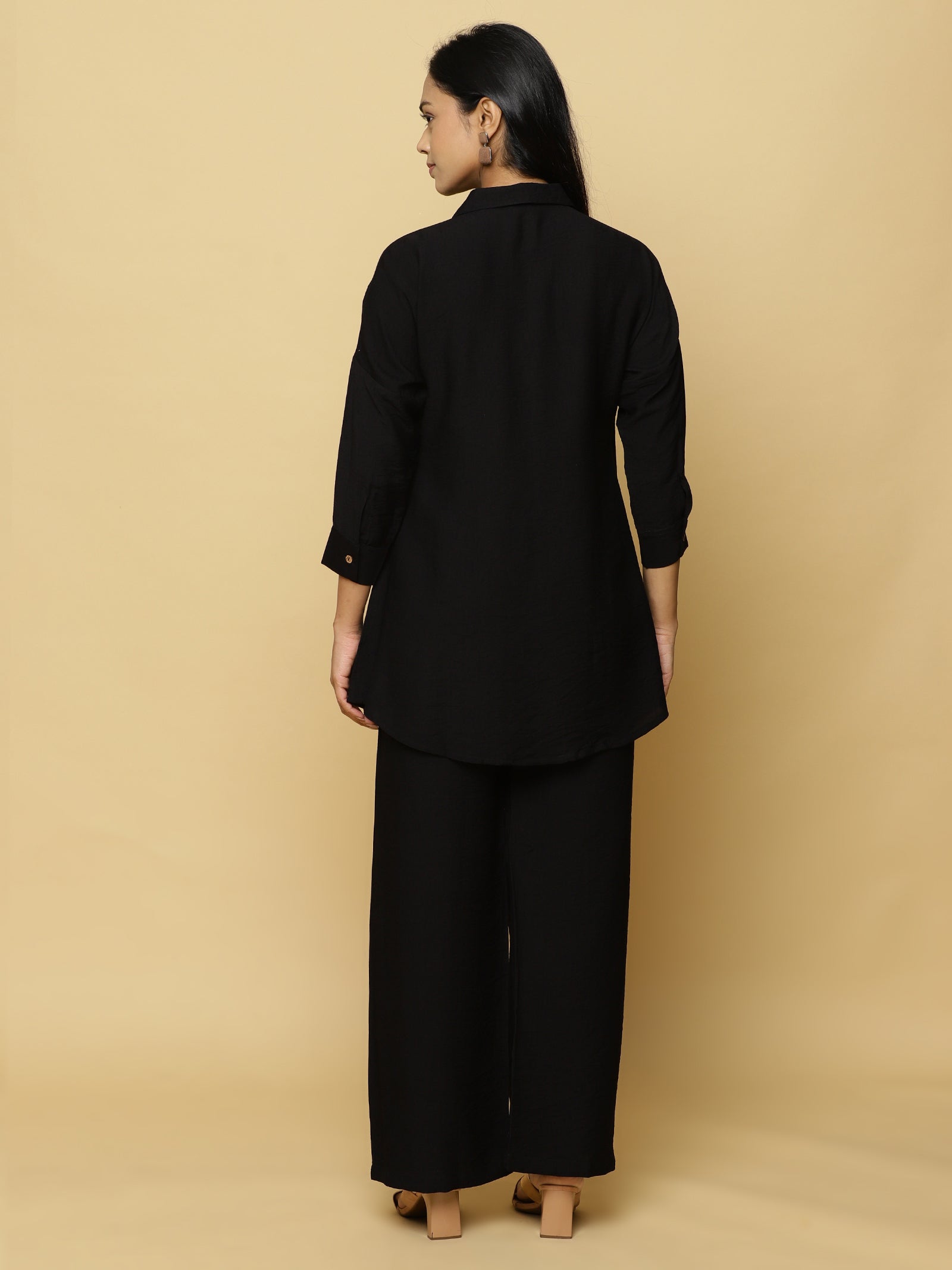 Black Embroidered Shirt Co-ord Set