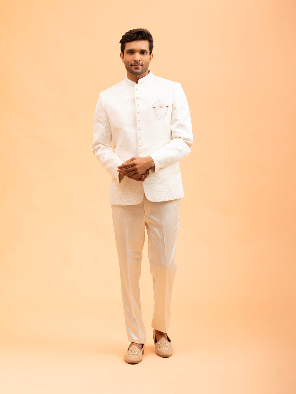 Ivory Heirloom Jacquard Jodhpuri Set