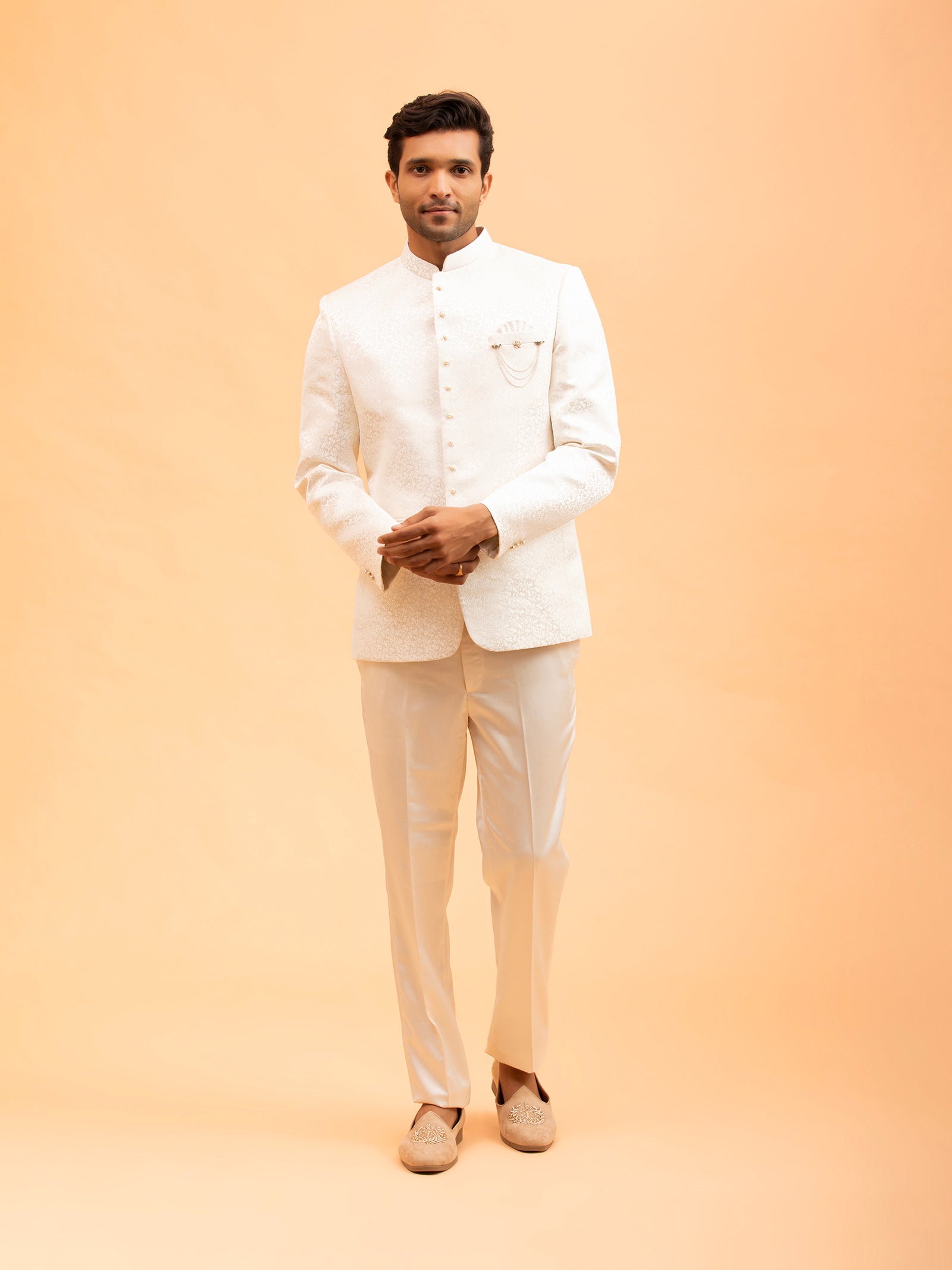 Ivory Heirloom Jacquard Jodhpuri Set