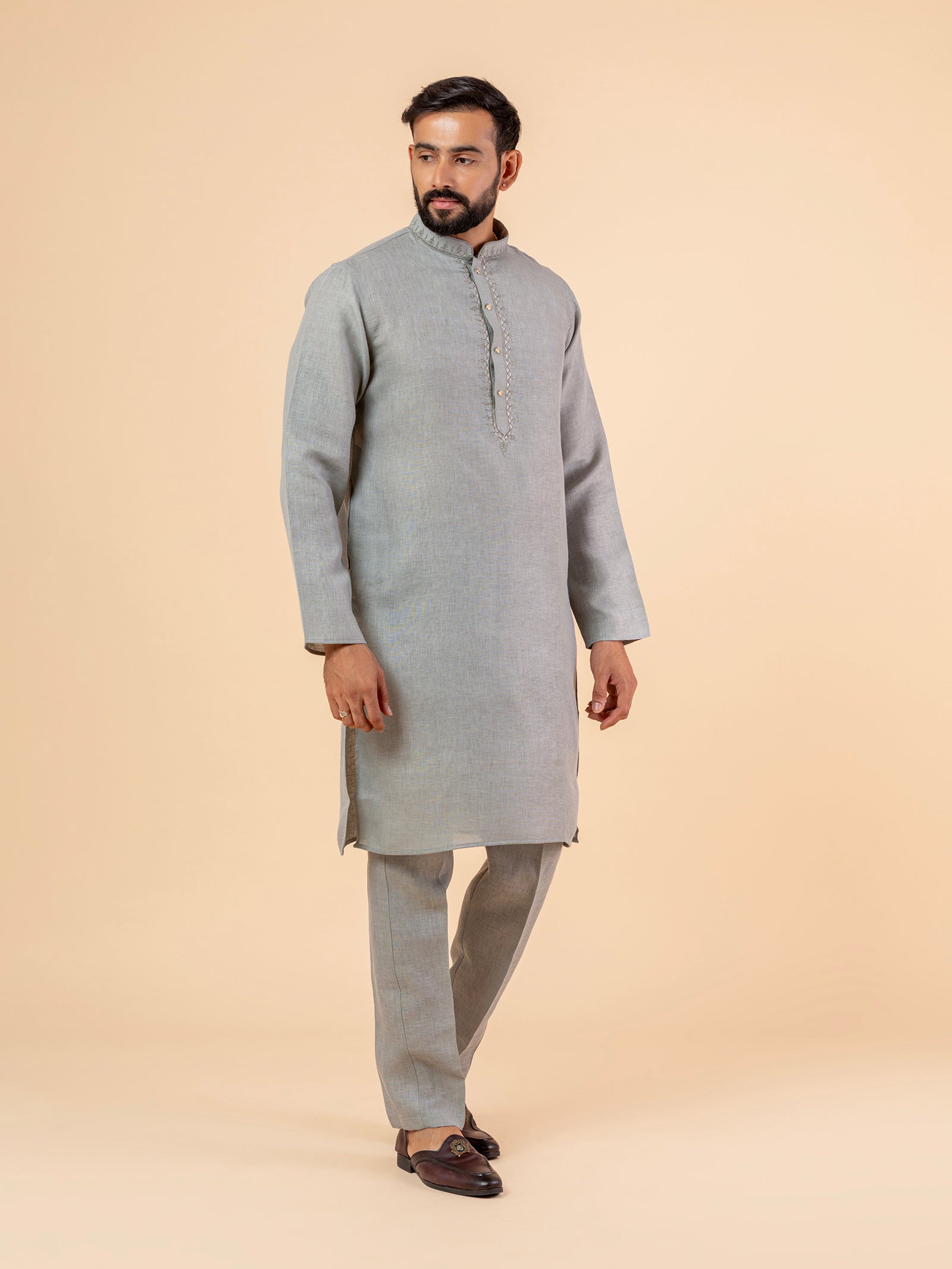 Simple Sage Filigree Kurta Set