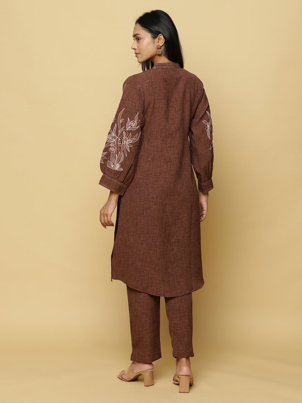 Brown Embroidered Co-ord Set