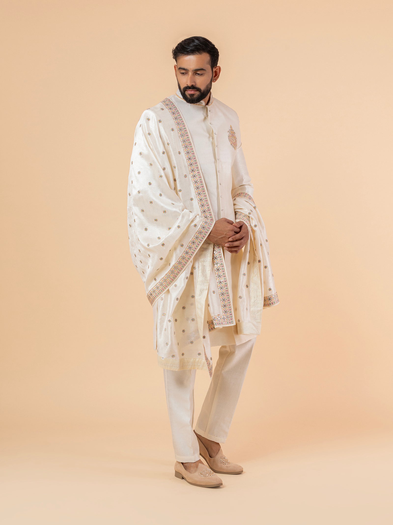 Pearl Allover-Embroidered Sherwani