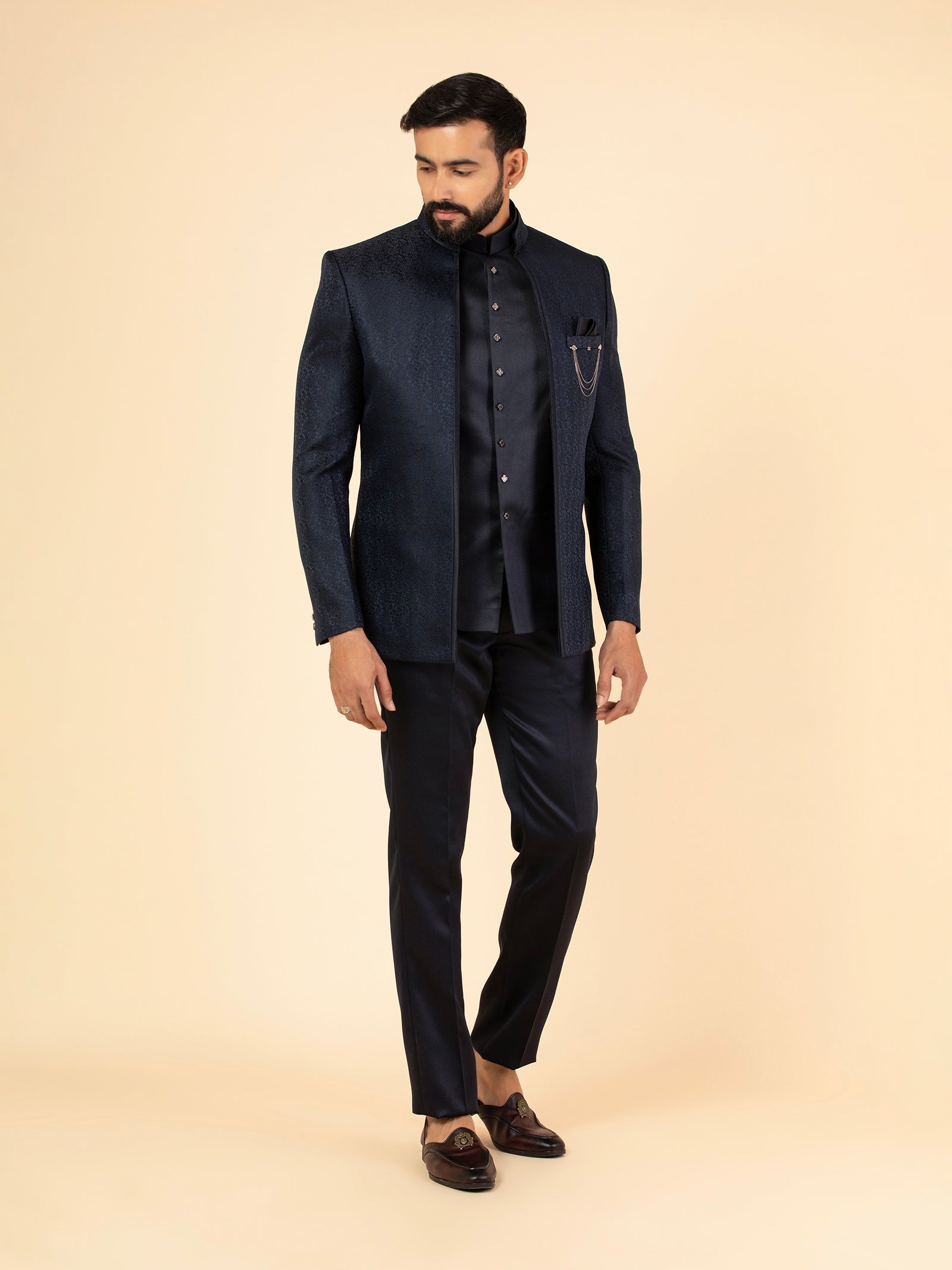 Obsidian Navy Embroidered Jodhpuri Set
