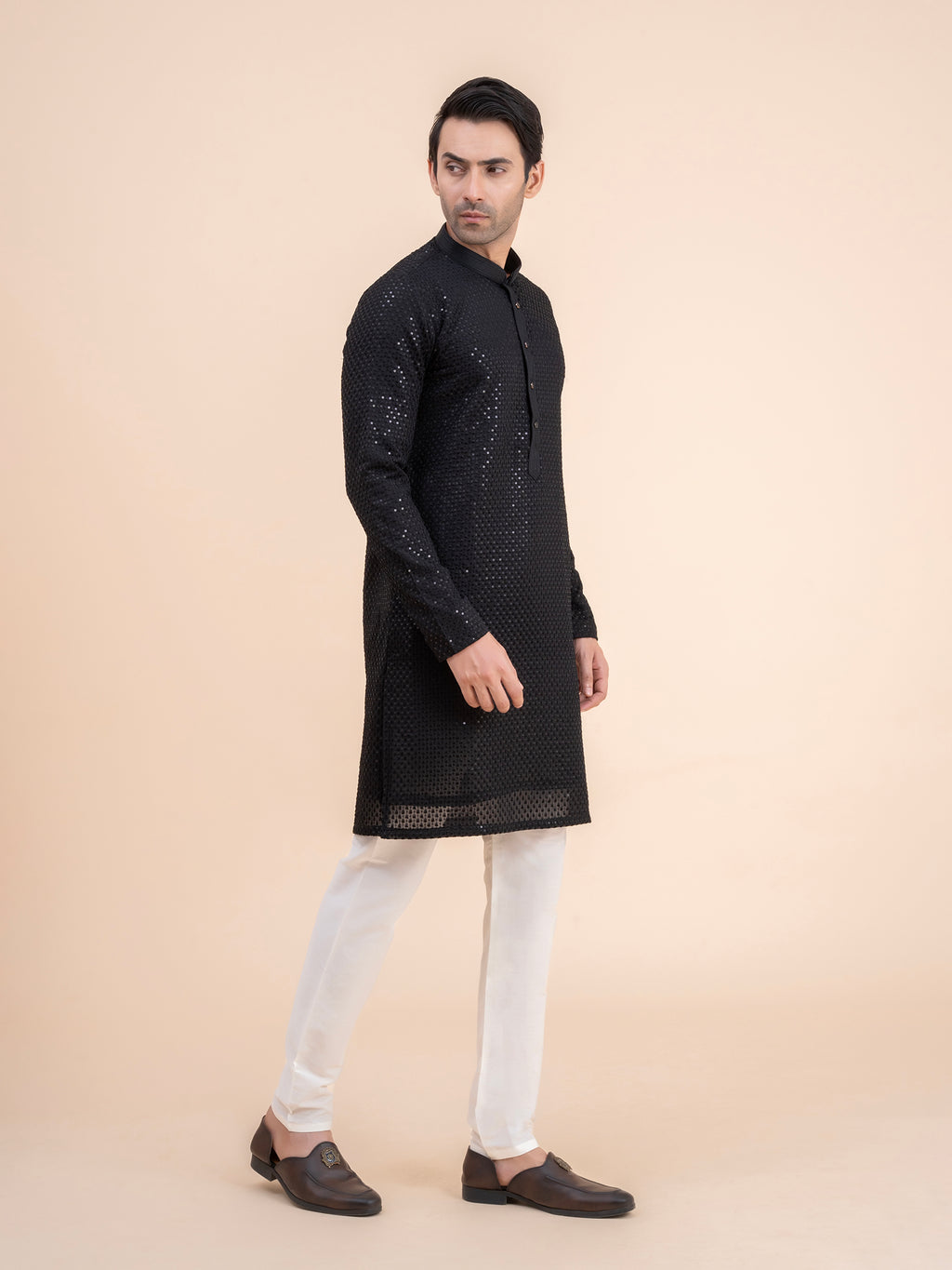 Jet Black Sequin Kurta Set