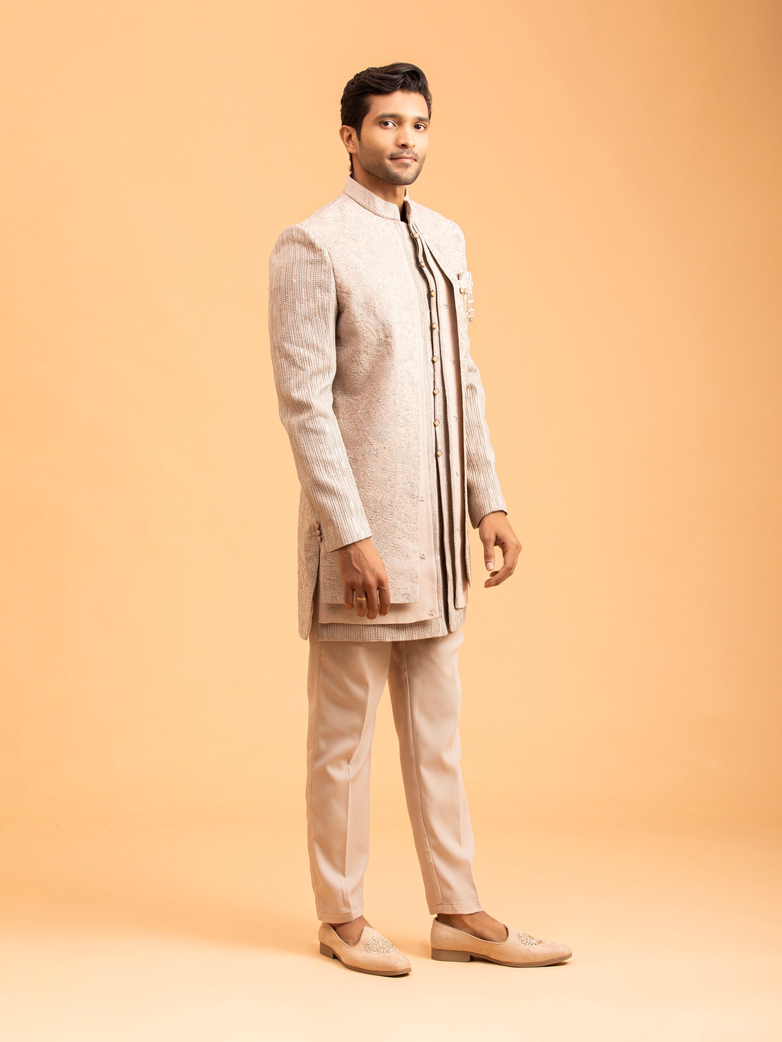 Champagne Sand Opulence Indo-Western Set