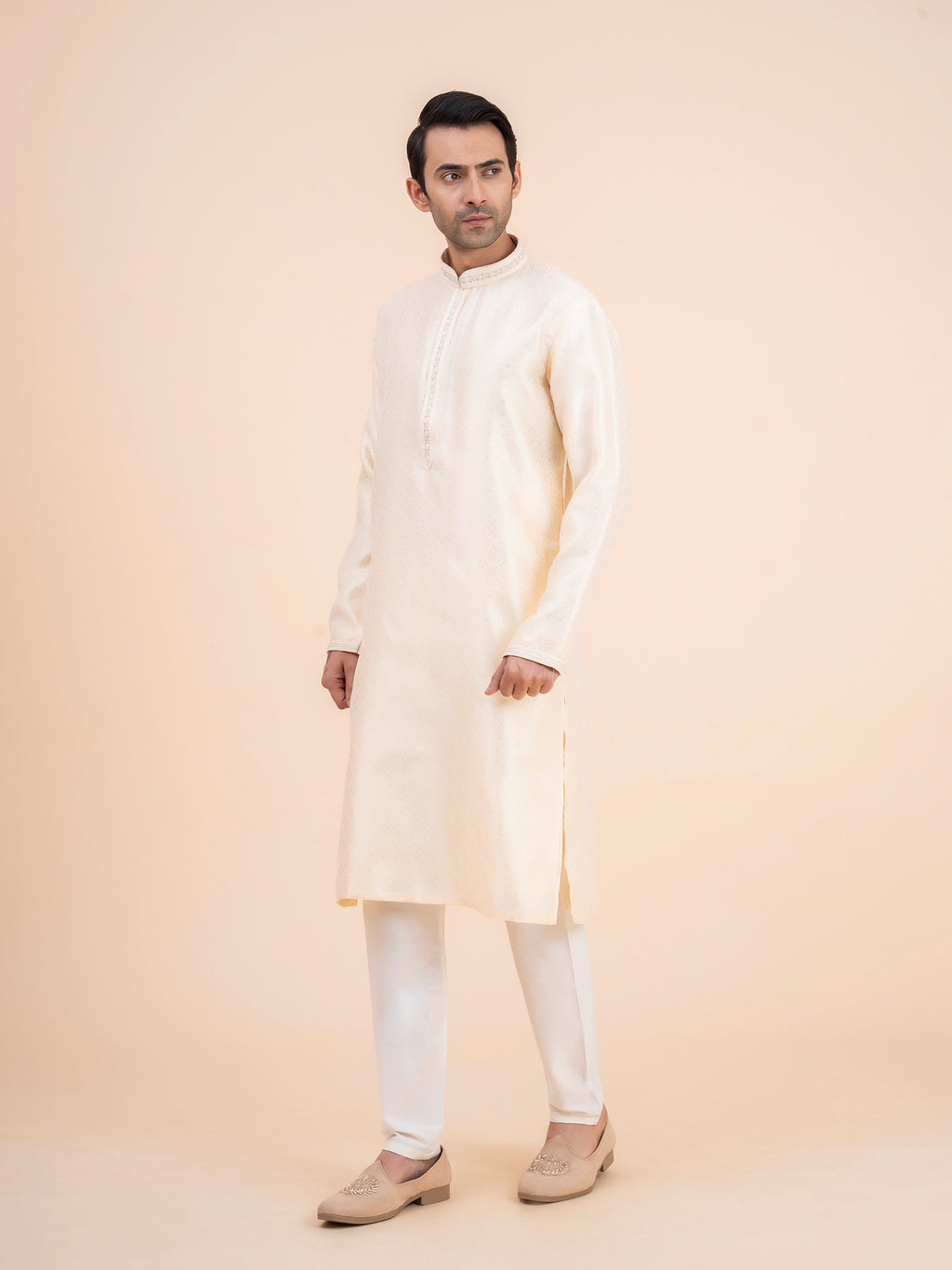 Ivory Jacquard Kurta Set