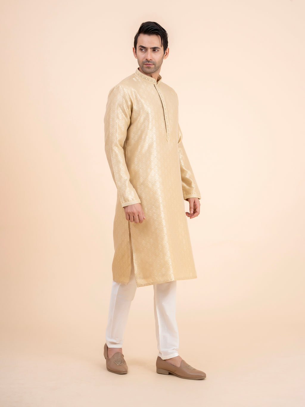 Gold Brocade Kurta Set