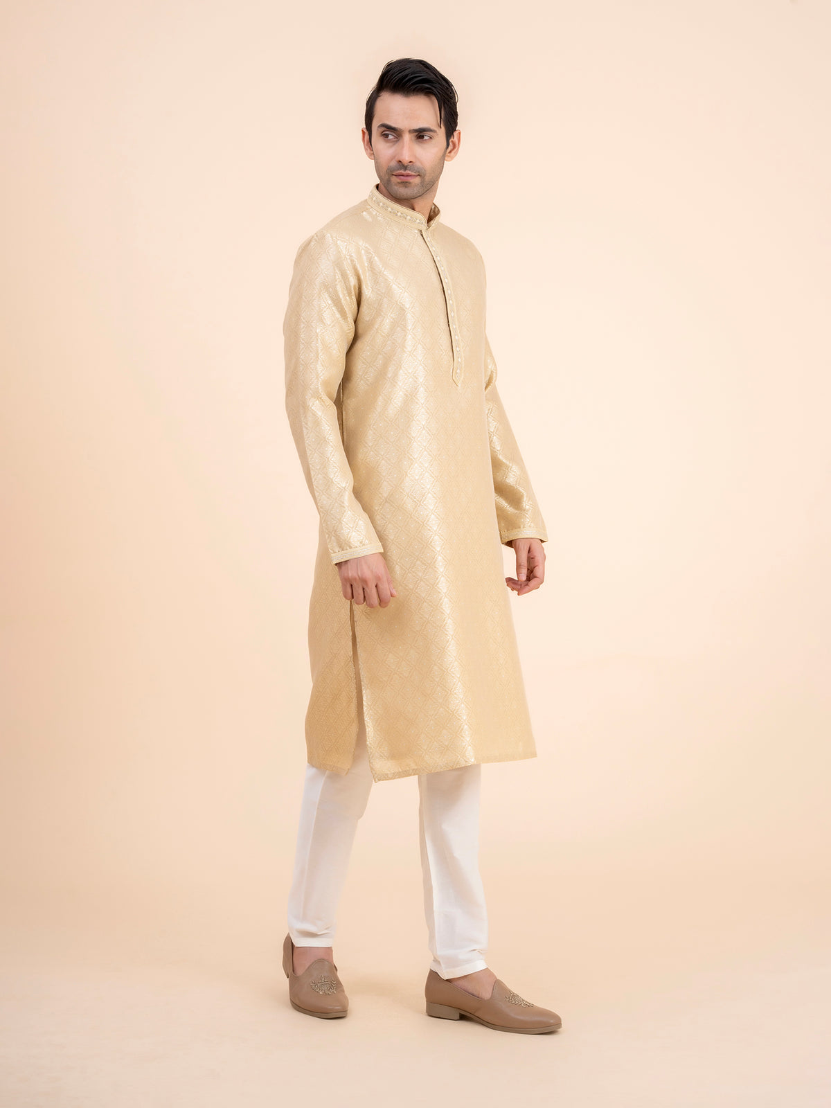 Gold Brocade Kurta Set