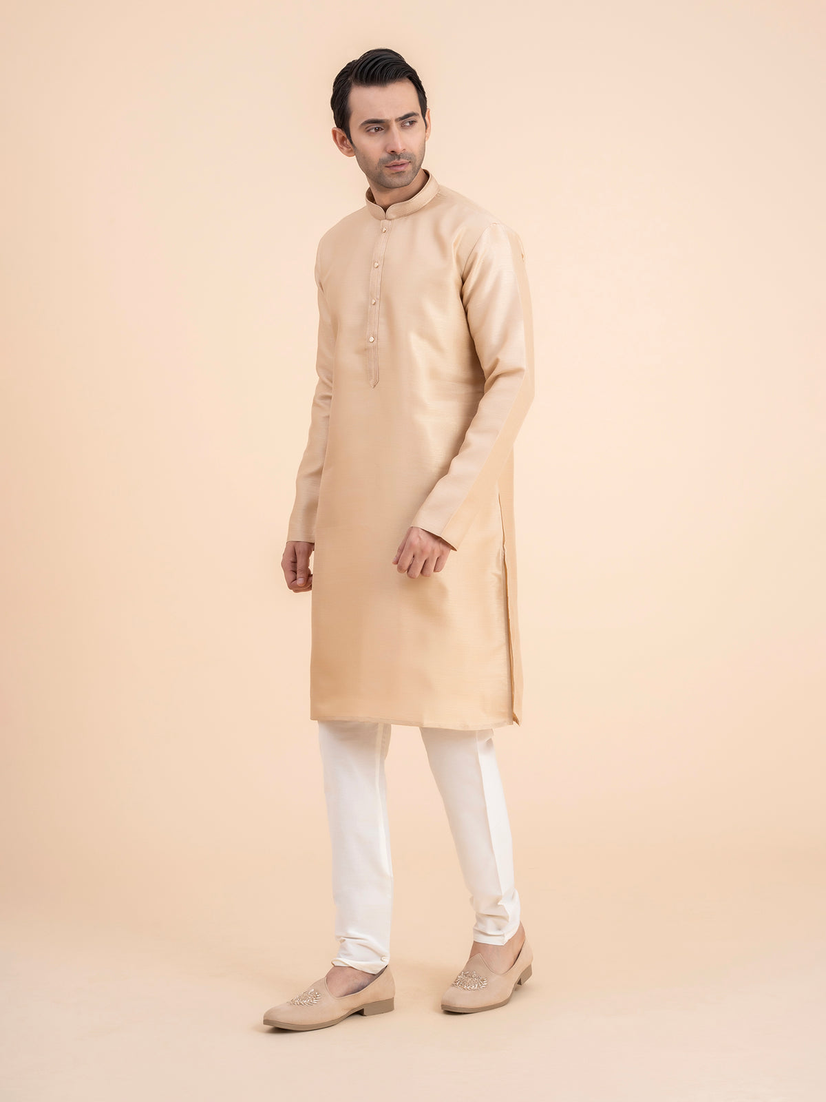 Champagne Gold Solid Kurta Set