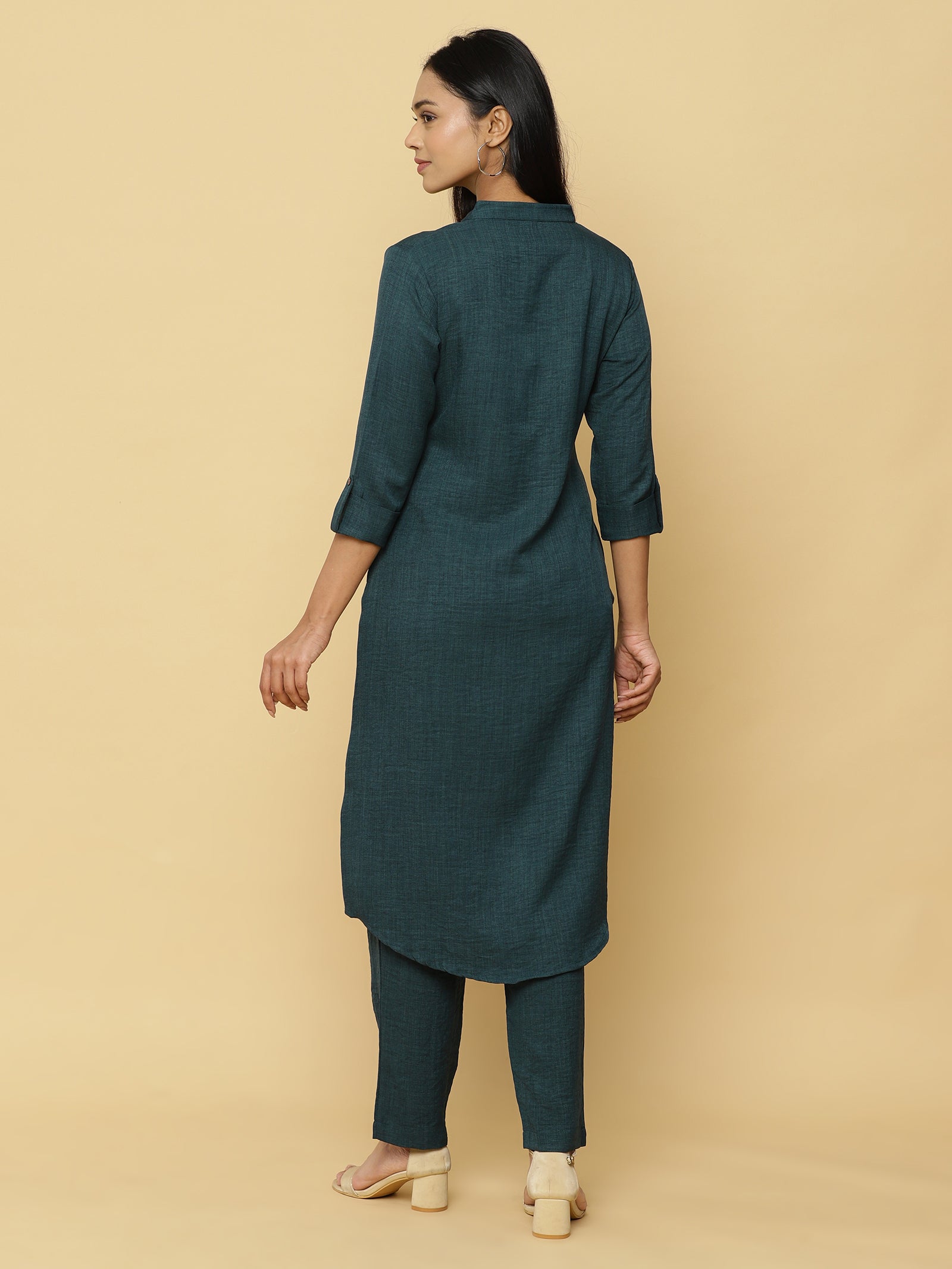 Deep Teal Mandarin Co-ord Set
