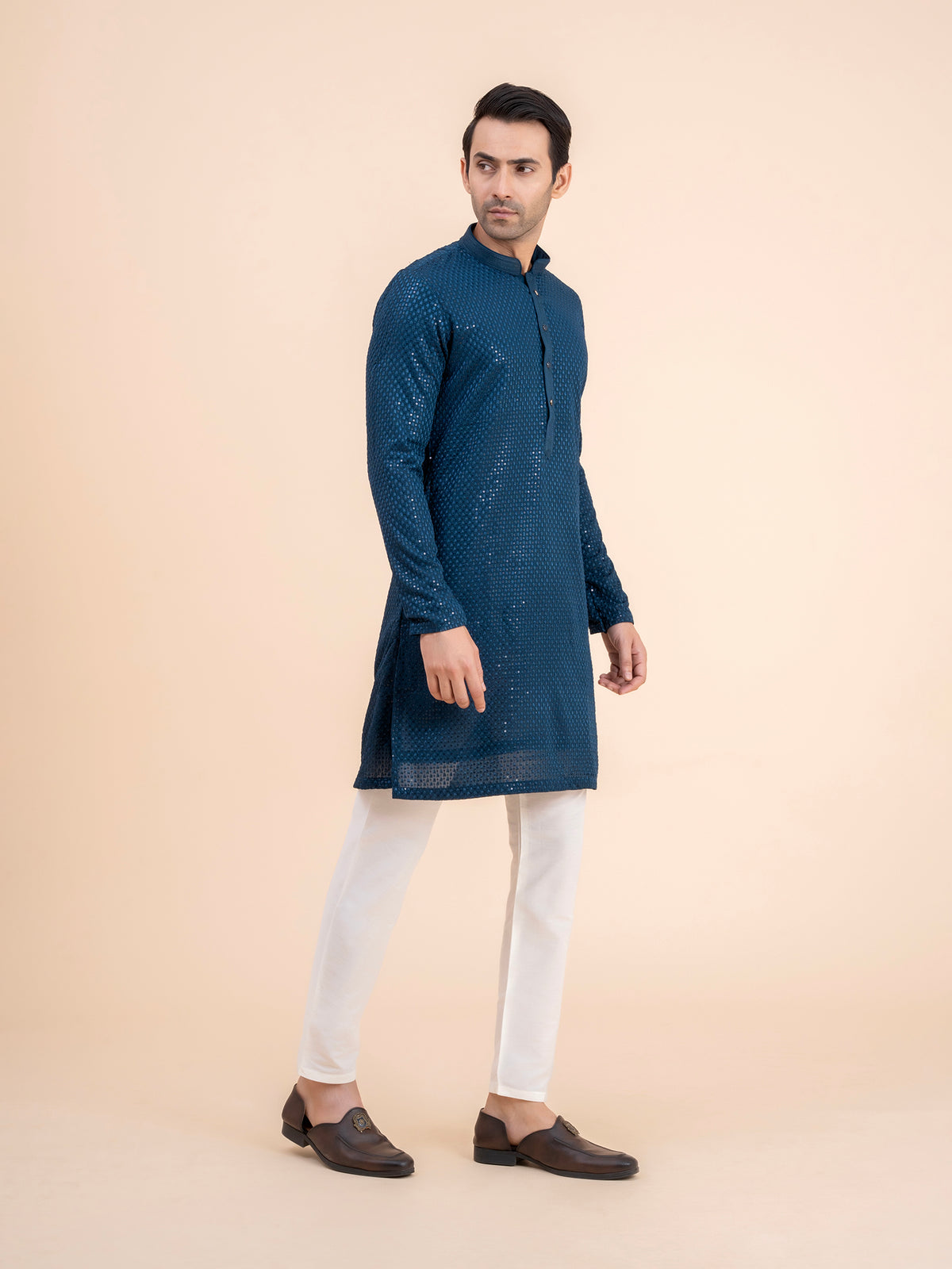 Deep Blue Sequin Kurta Set