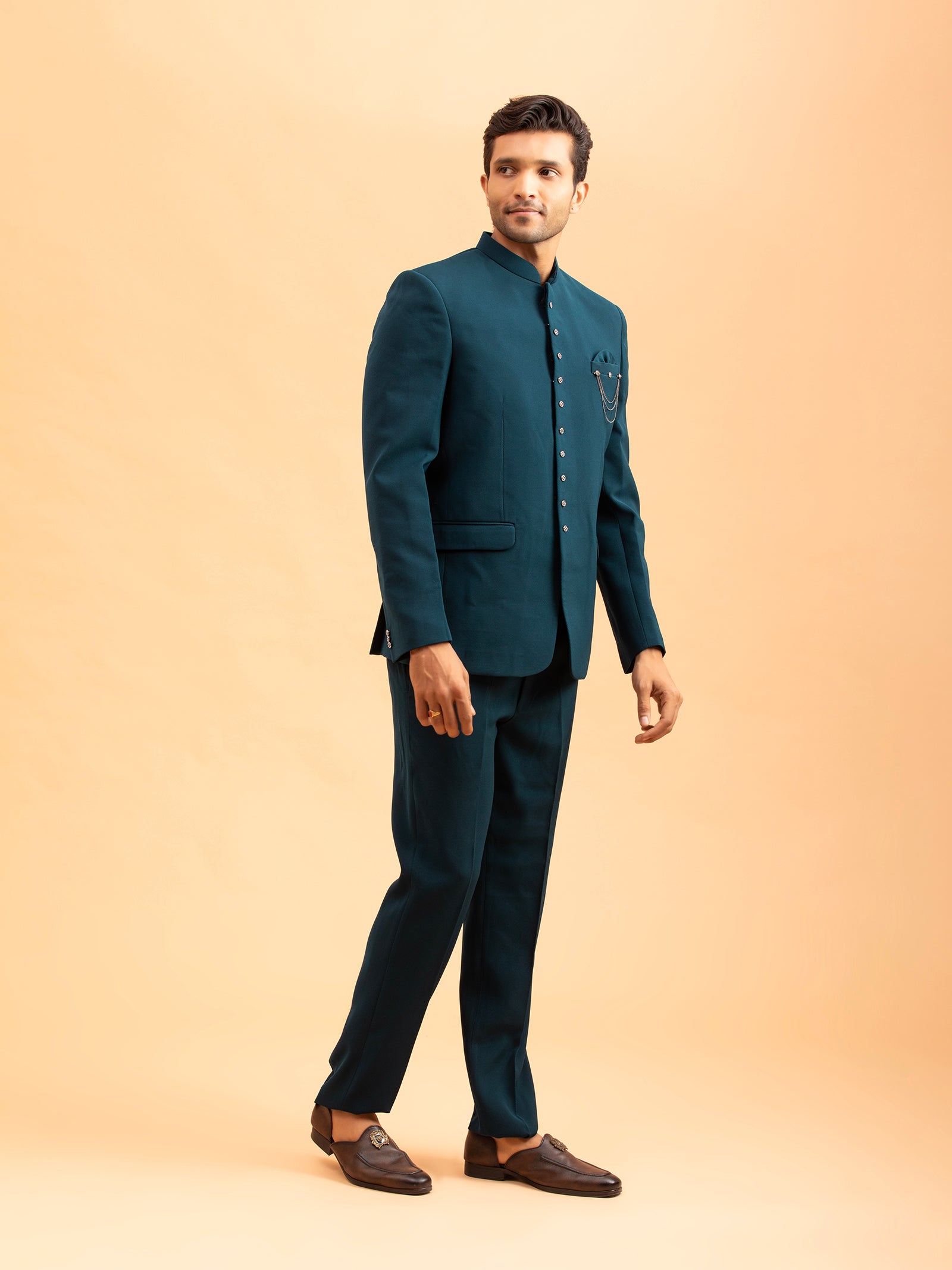 Teal Serenity Tailored Jodhpuri Set