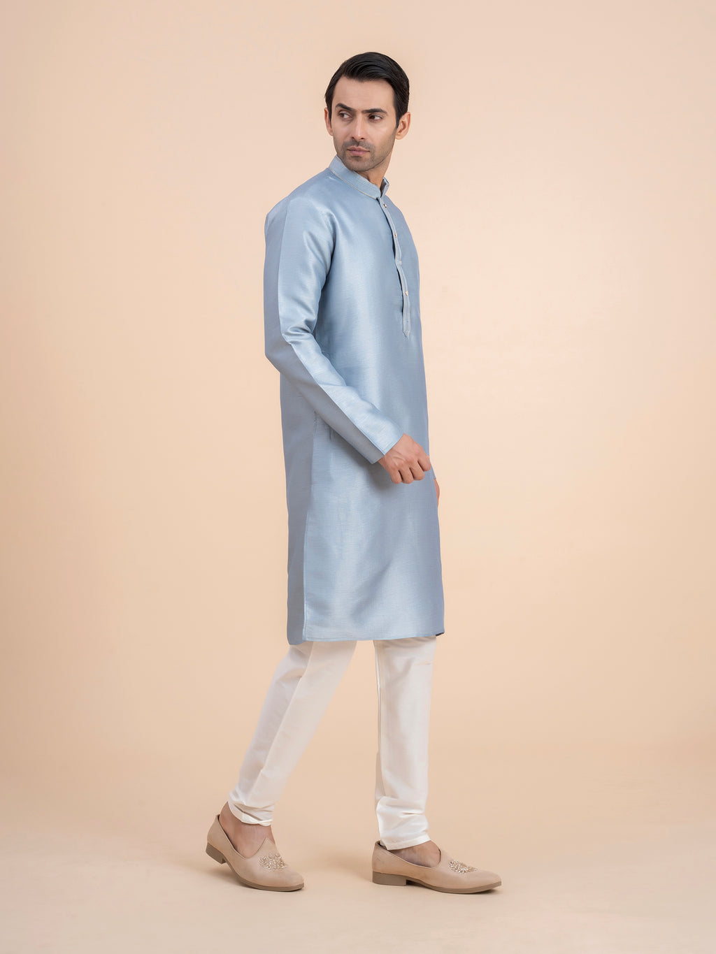 Steel Blue Solid Kurta Set