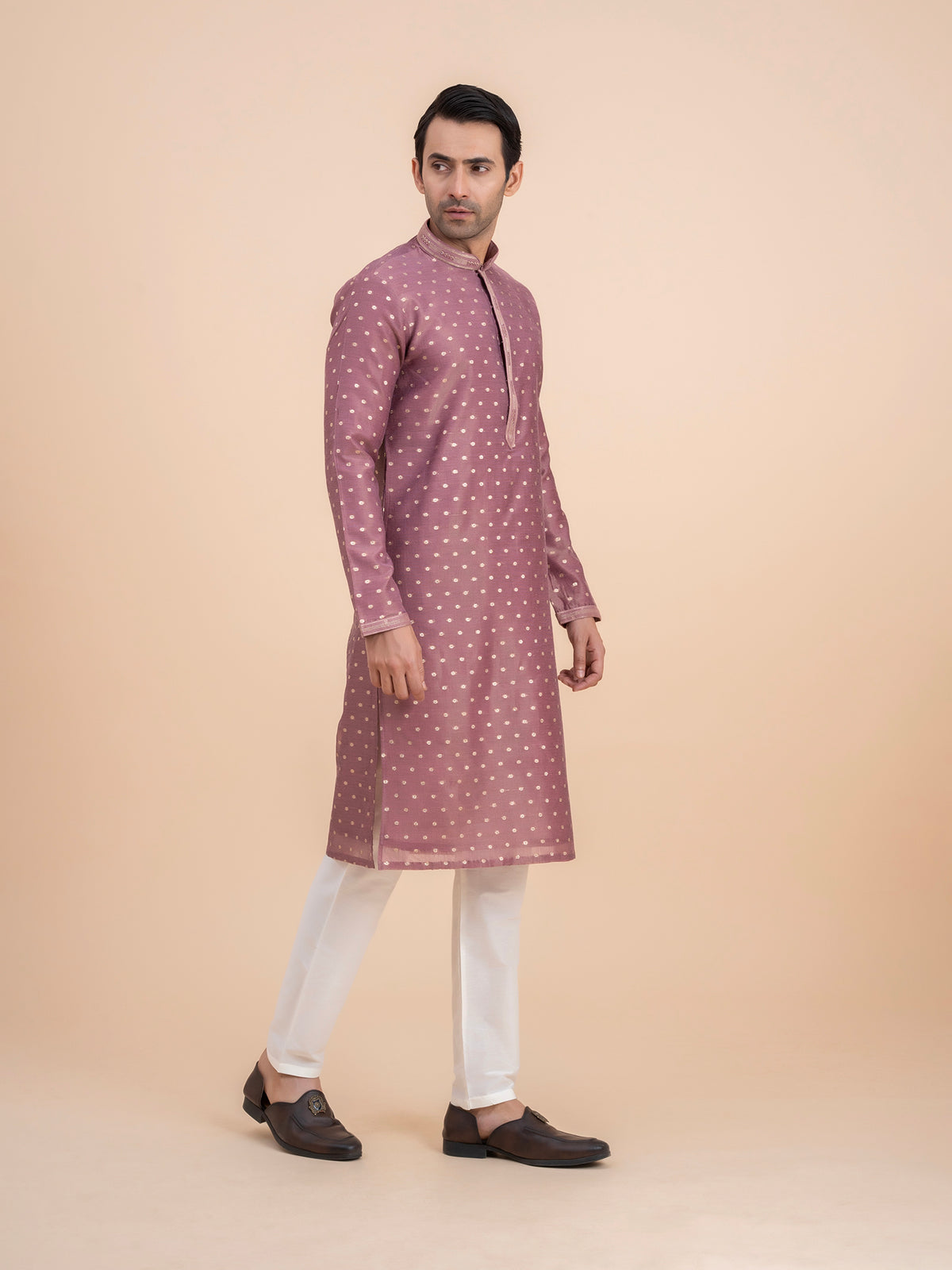 Metallic Rose Woven Kurta Set