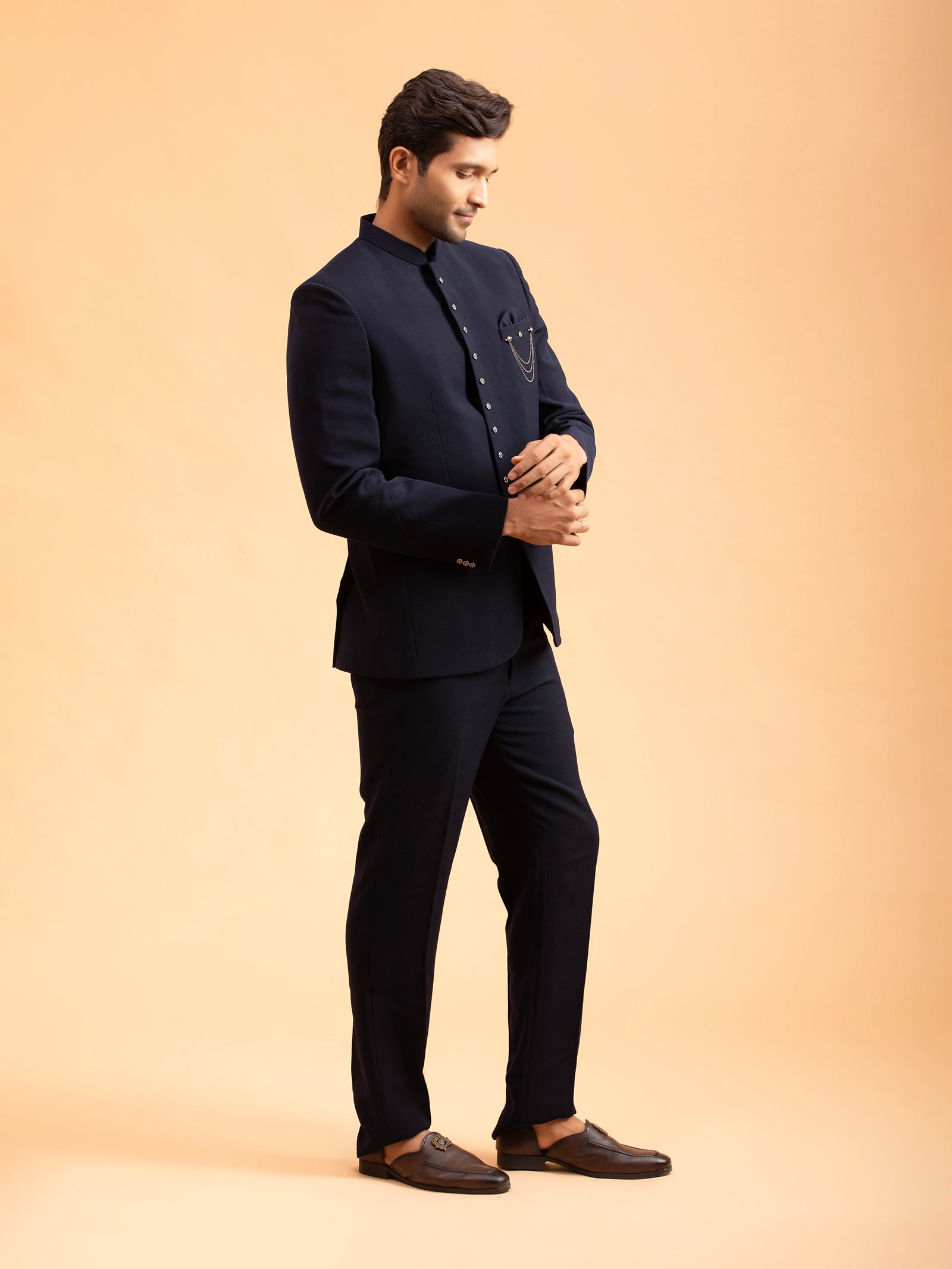 Midnight Navy Structured Jodhpuri Set